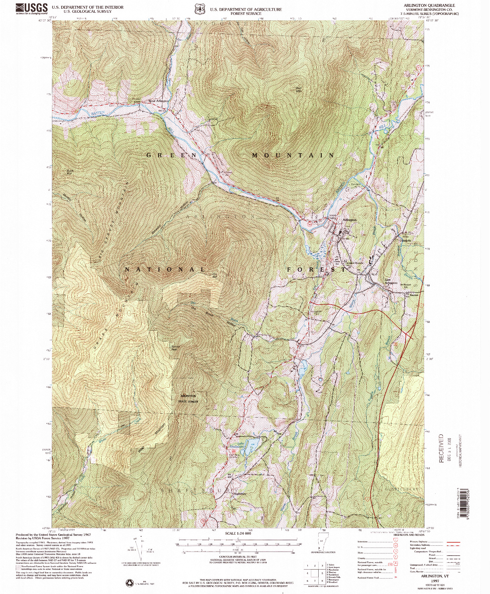 USGS 1:24000-SCALE QUADRANGLE FOR ARLINGTON, VT 1997