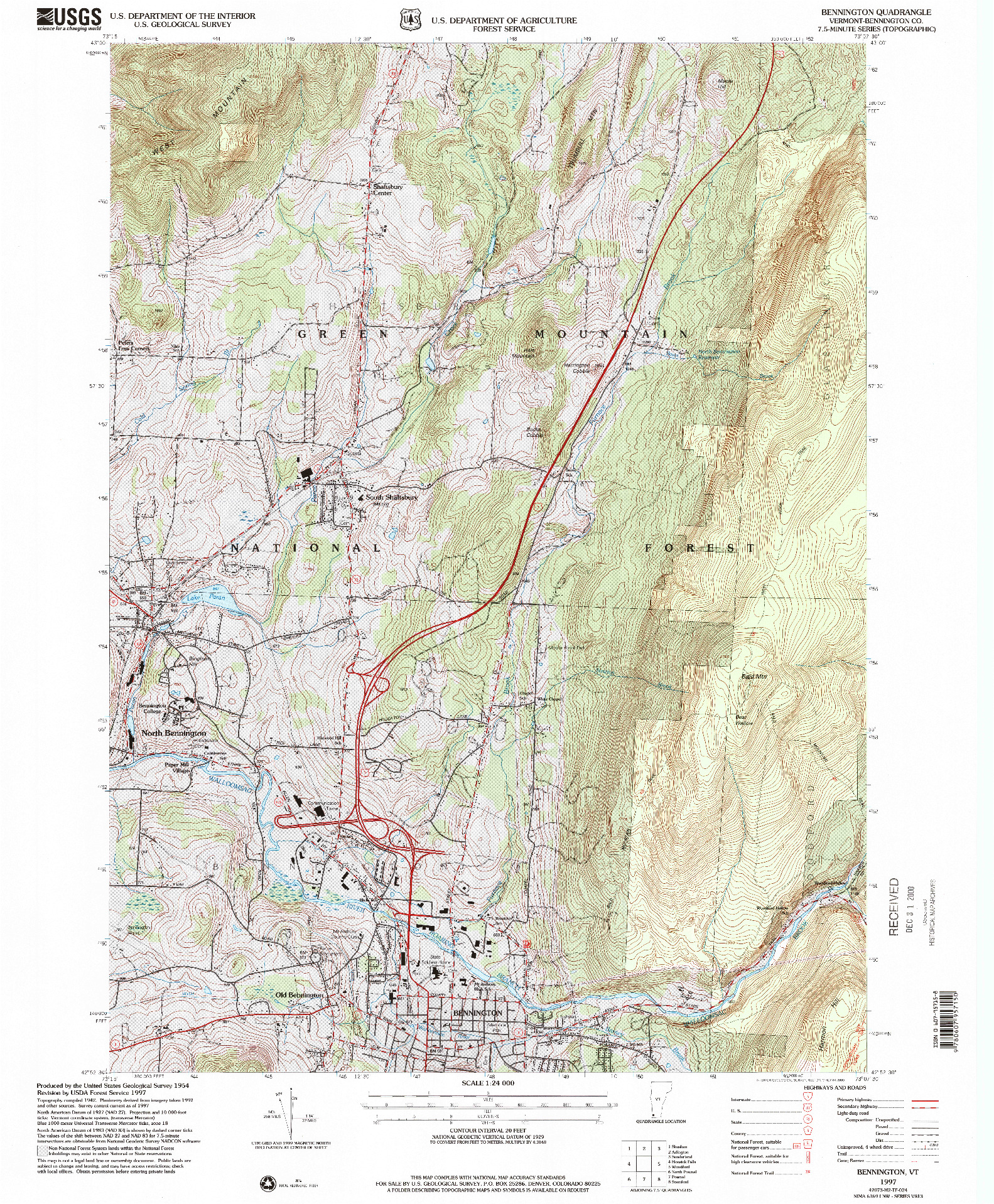USGS 1:24000-SCALE QUADRANGLE FOR BENNINGTON, VT 1997