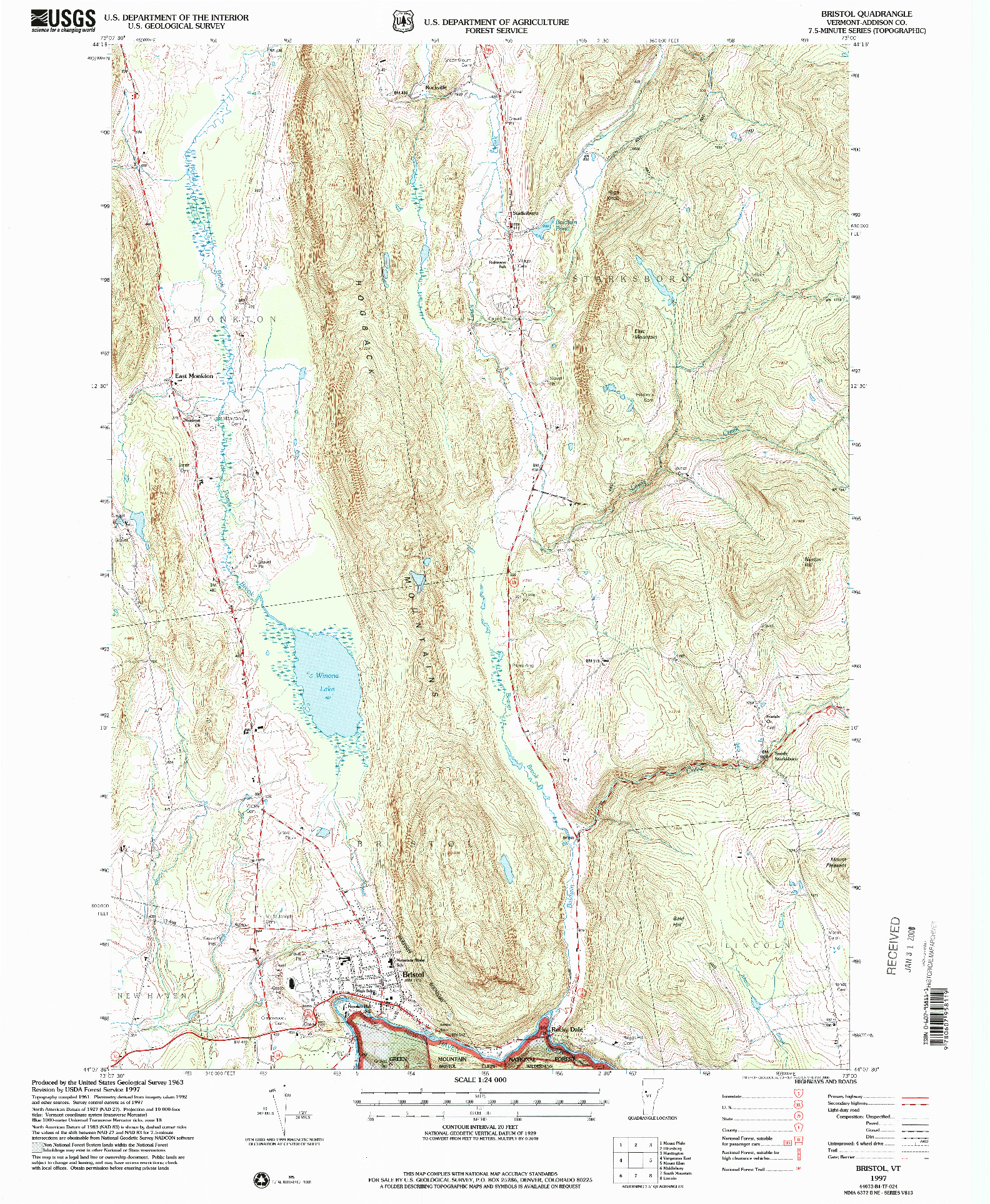 USGS 1:24000-SCALE QUADRANGLE FOR BRISTOL, VT 1997