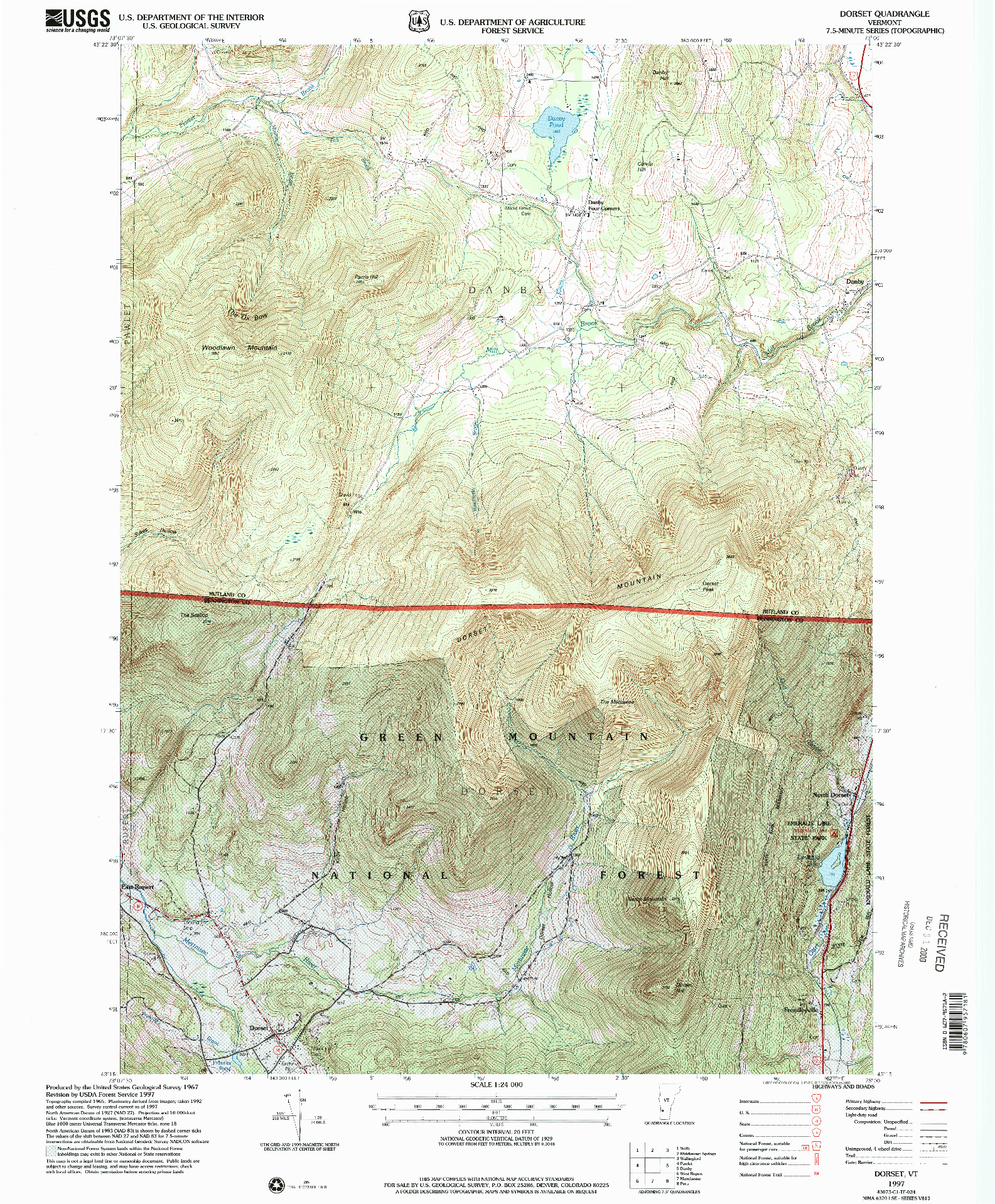 USGS 1:24000-SCALE QUADRANGLE FOR DORSET, VT 1997