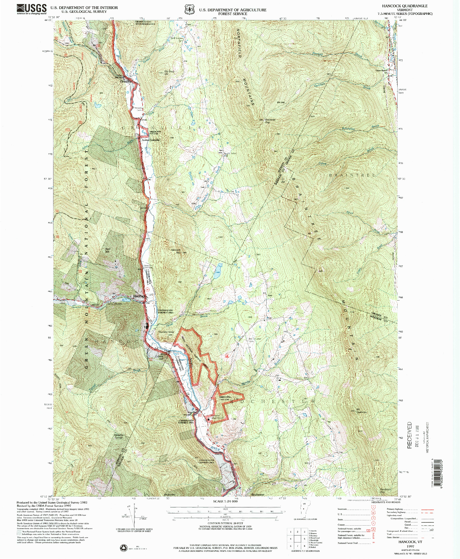 USGS 1:24000-SCALE QUADRANGLE FOR HANCOCK, VT 1997