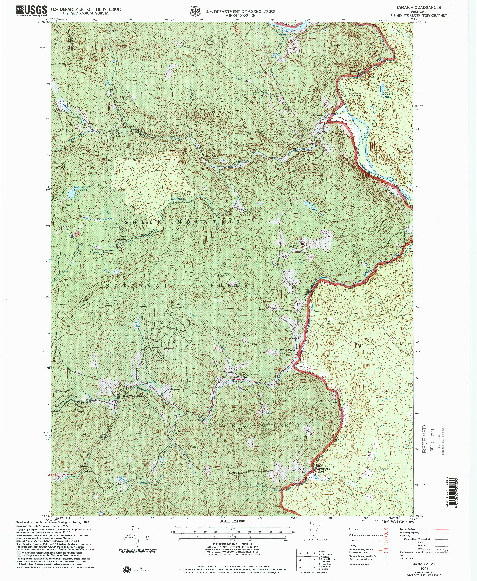 USGS 1:24000-SCALE QUADRANGLE FOR JAMAICA, VT 1997