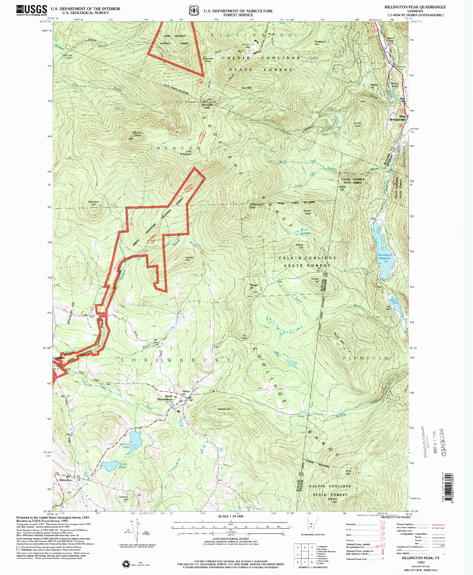 USGS 1:24000-SCALE QUADRANGLE FOR KILLINGTON PEAK, VT 1997