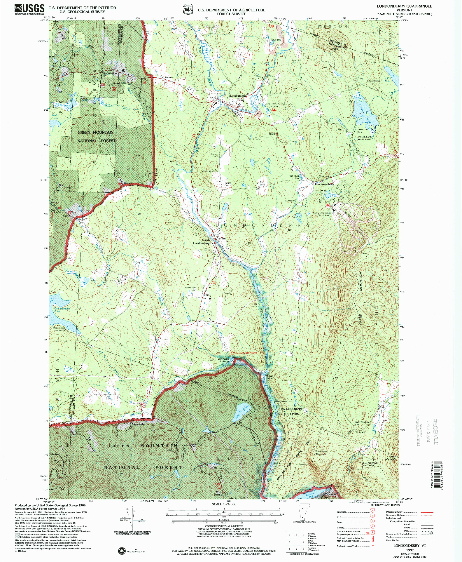 USGS 1:24000-SCALE QUADRANGLE FOR LONDONDERRY, VT 1997