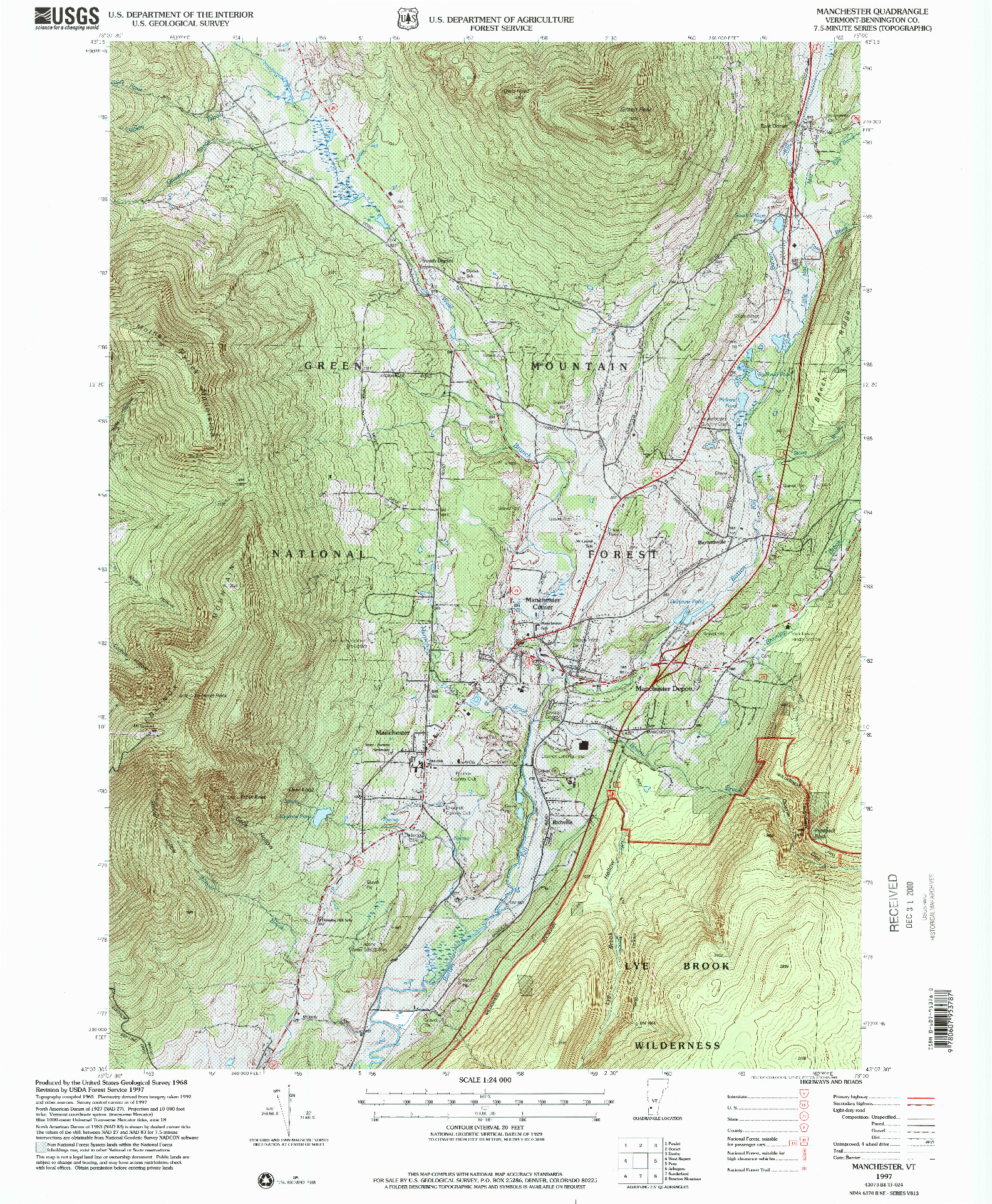 USGS 1:24000-SCALE QUADRANGLE FOR MANCHESTER, VT 1997
