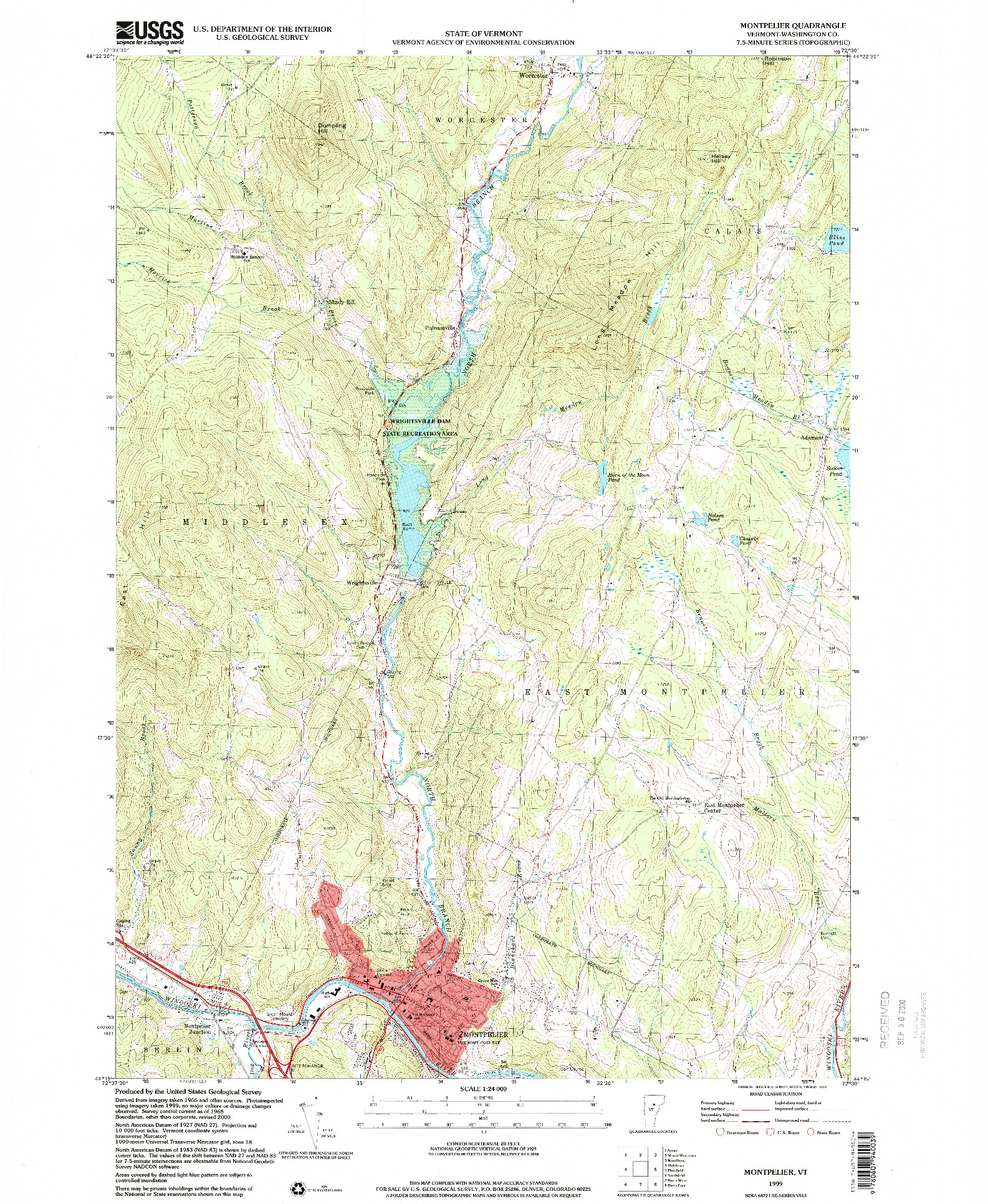 USGS 1:24000-SCALE QUADRANGLE FOR MONTPELIER, VT 1999