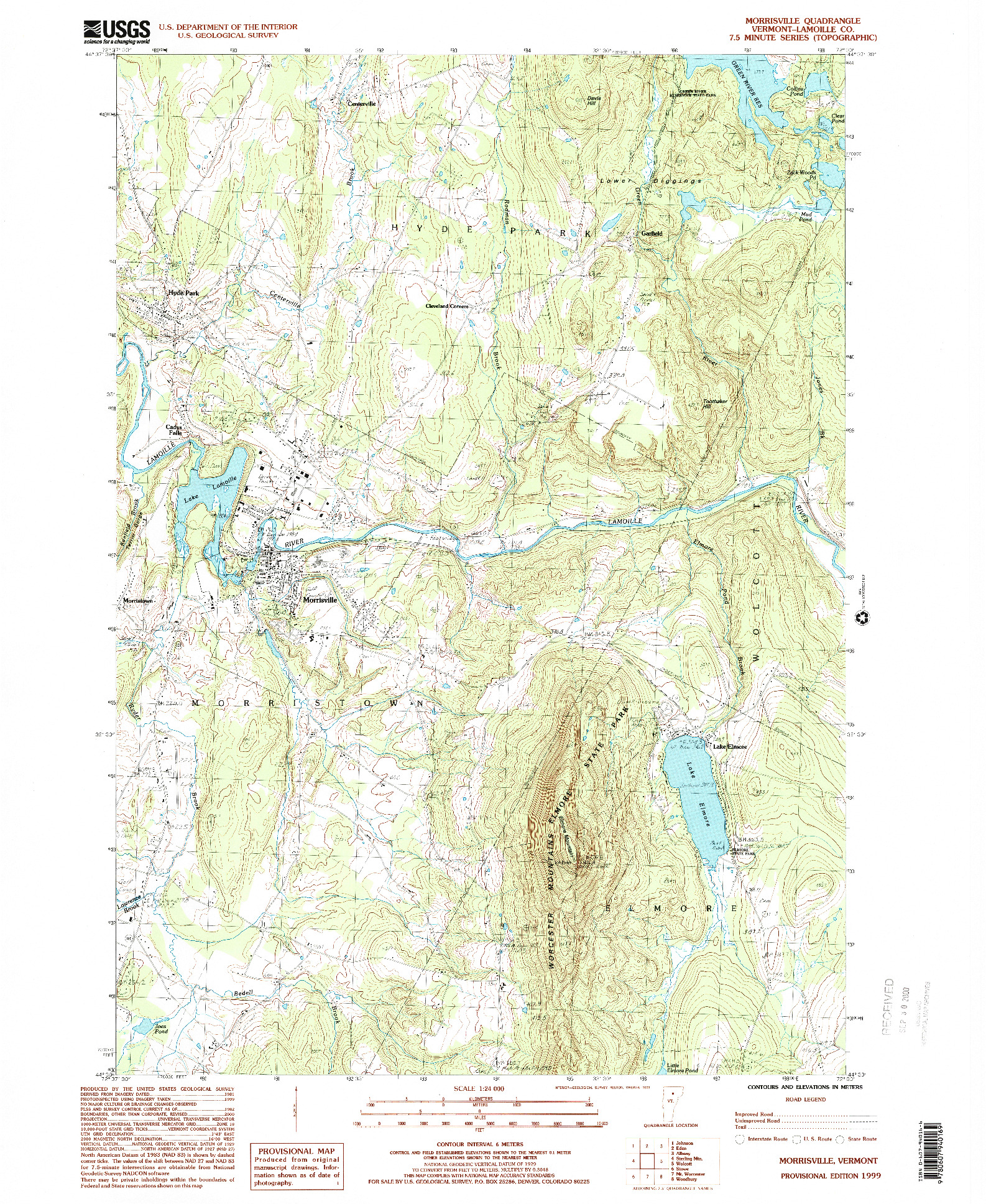 USGS 1:24000-SCALE QUADRANGLE FOR MORRISVILLE, VT 1999