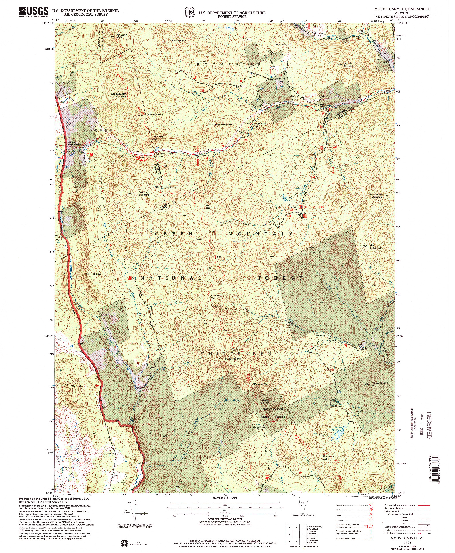 USGS 1:24000-SCALE QUADRANGLE FOR MOUNT CARMEL, VT 1997