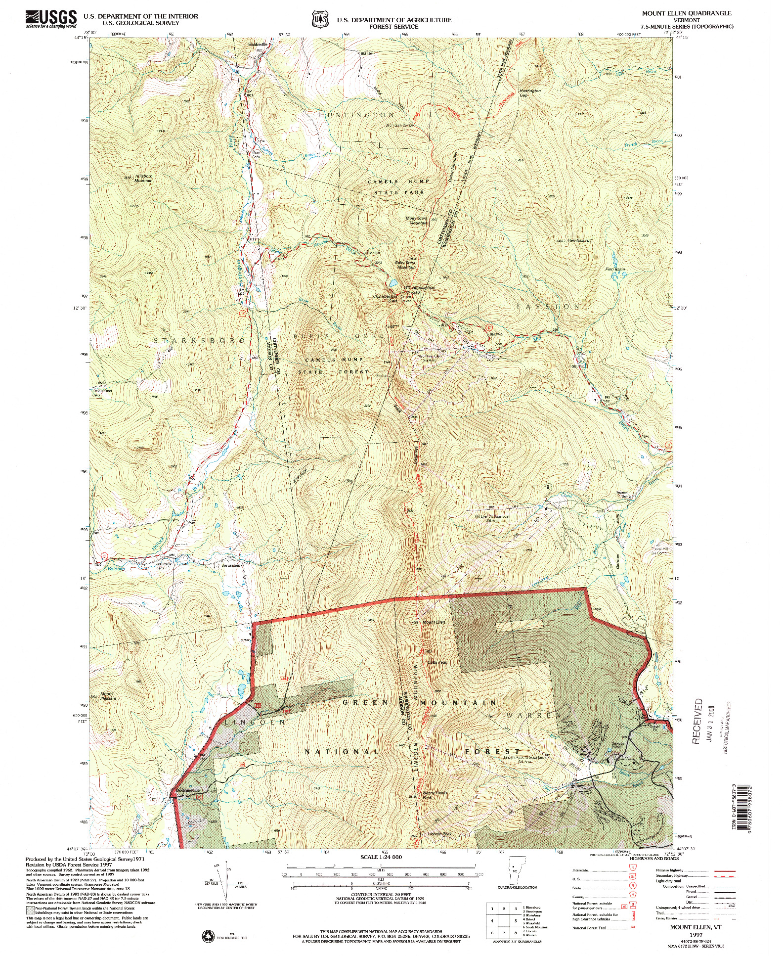 USGS 1:24000-SCALE QUADRANGLE FOR MOUNT ELLEN, VT 1997