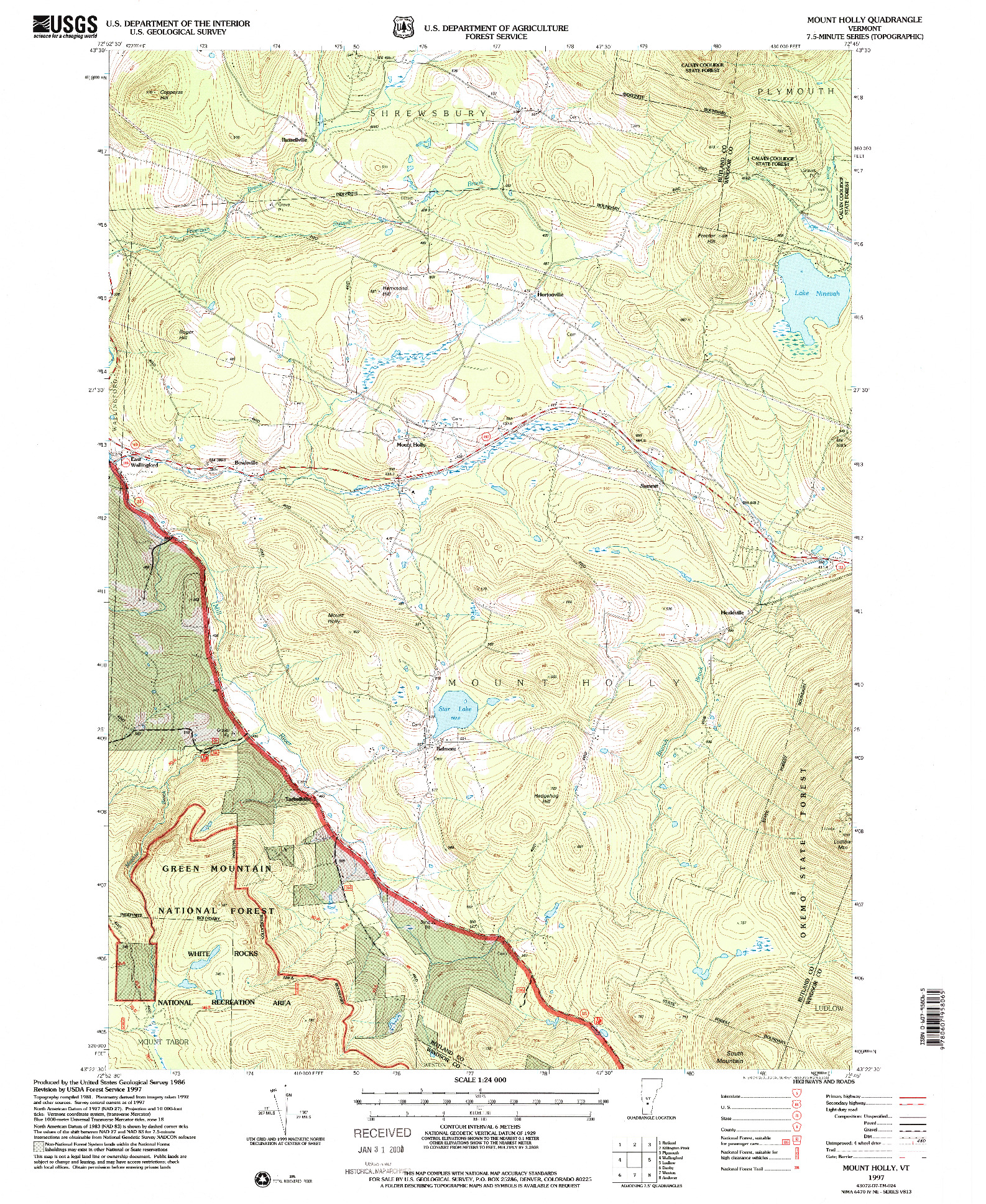 USGS 1:24000-SCALE QUADRANGLE FOR MOUNT HOLLY, VT 1997