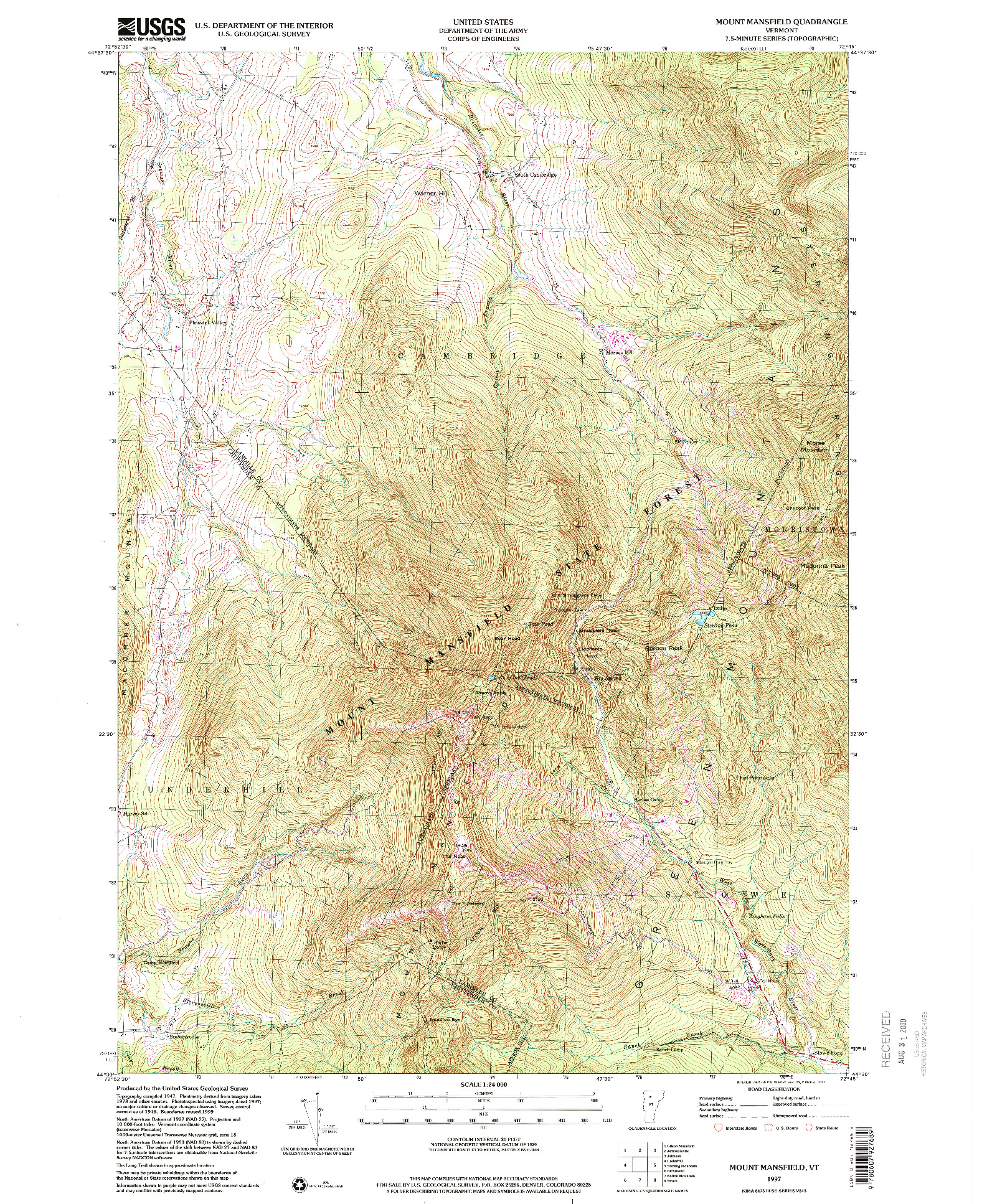 USGS 1:24000-SCALE QUADRANGLE FOR MOUNT MANSFIELD, VT 1997