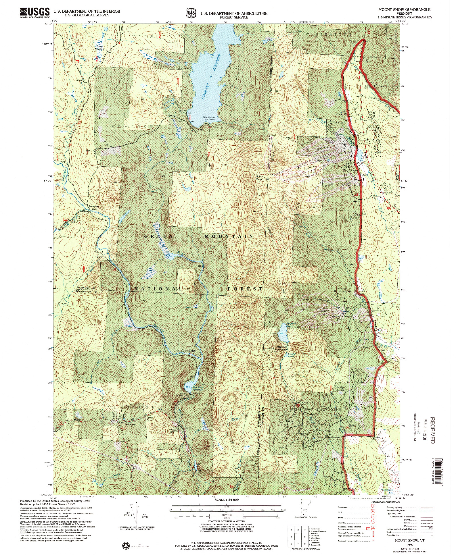 USGS 1:24000-SCALE QUADRANGLE FOR MOUNT SNOW, VT 1997