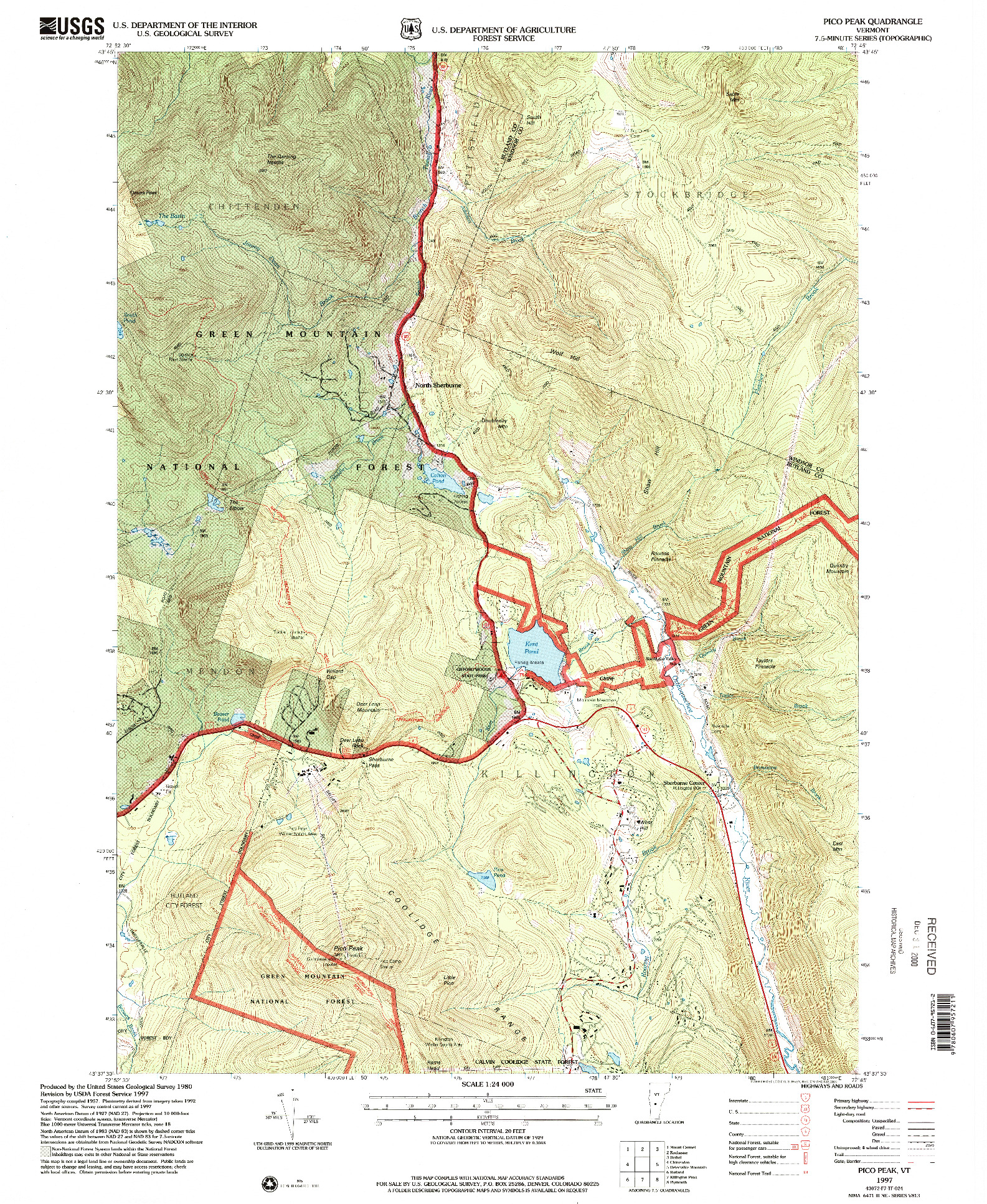 USGS 1:24000-SCALE QUADRANGLE FOR PICO PEAK, VT 1997