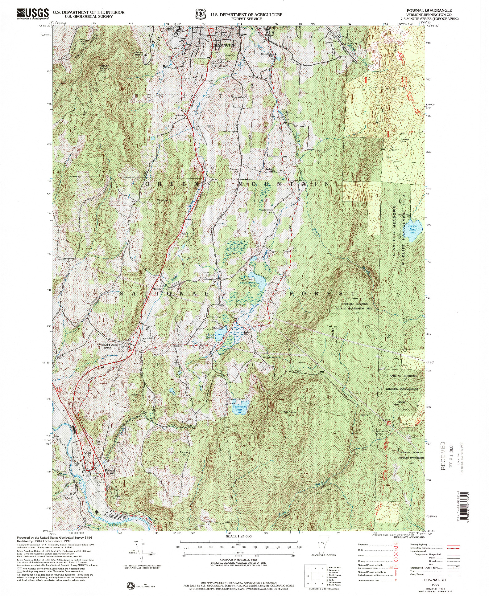 USGS 1:24000-SCALE QUADRANGLE FOR POWNAL, VT 1997