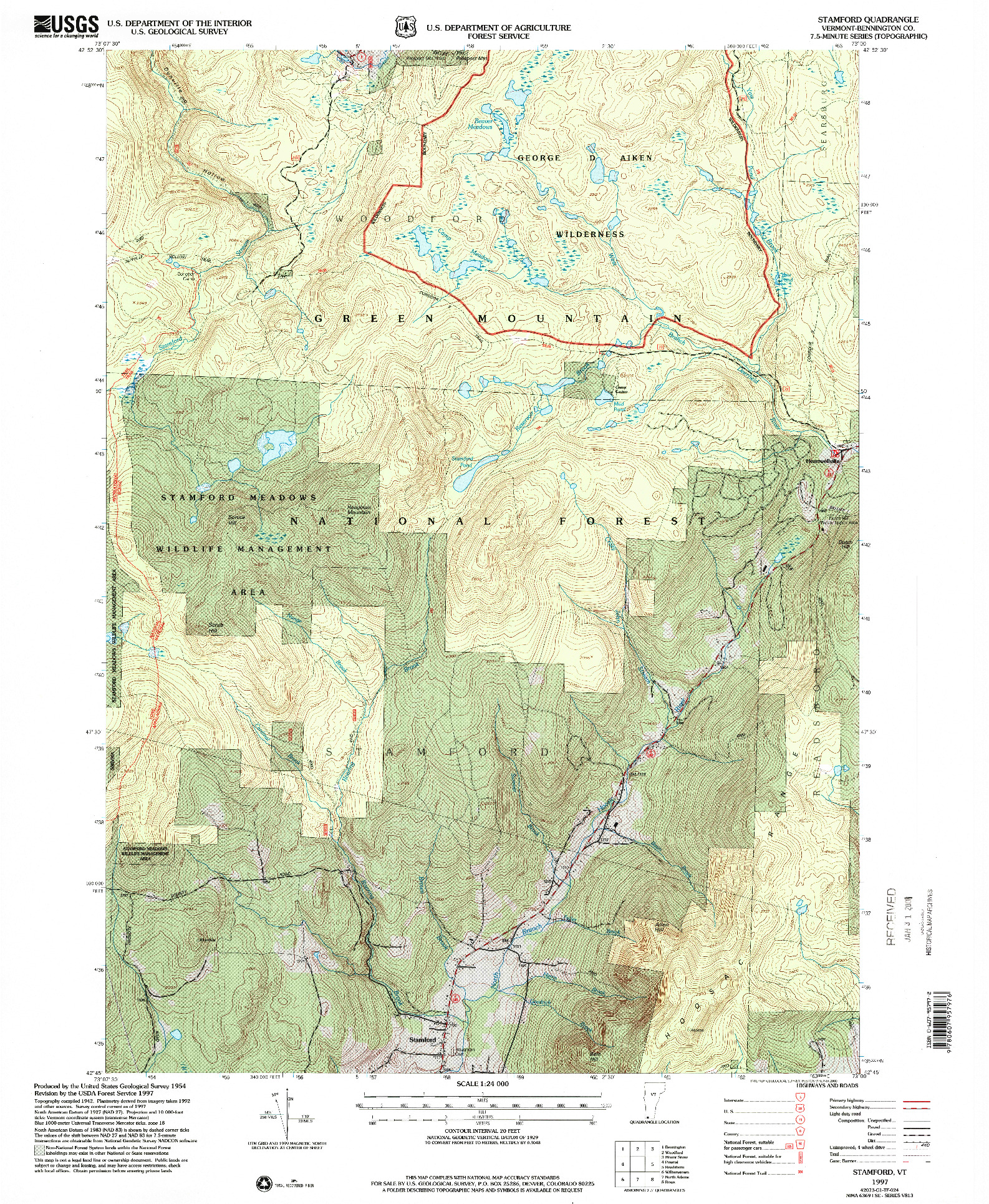 USGS 1:24000-SCALE QUADRANGLE FOR STAMFORD, VT 1997