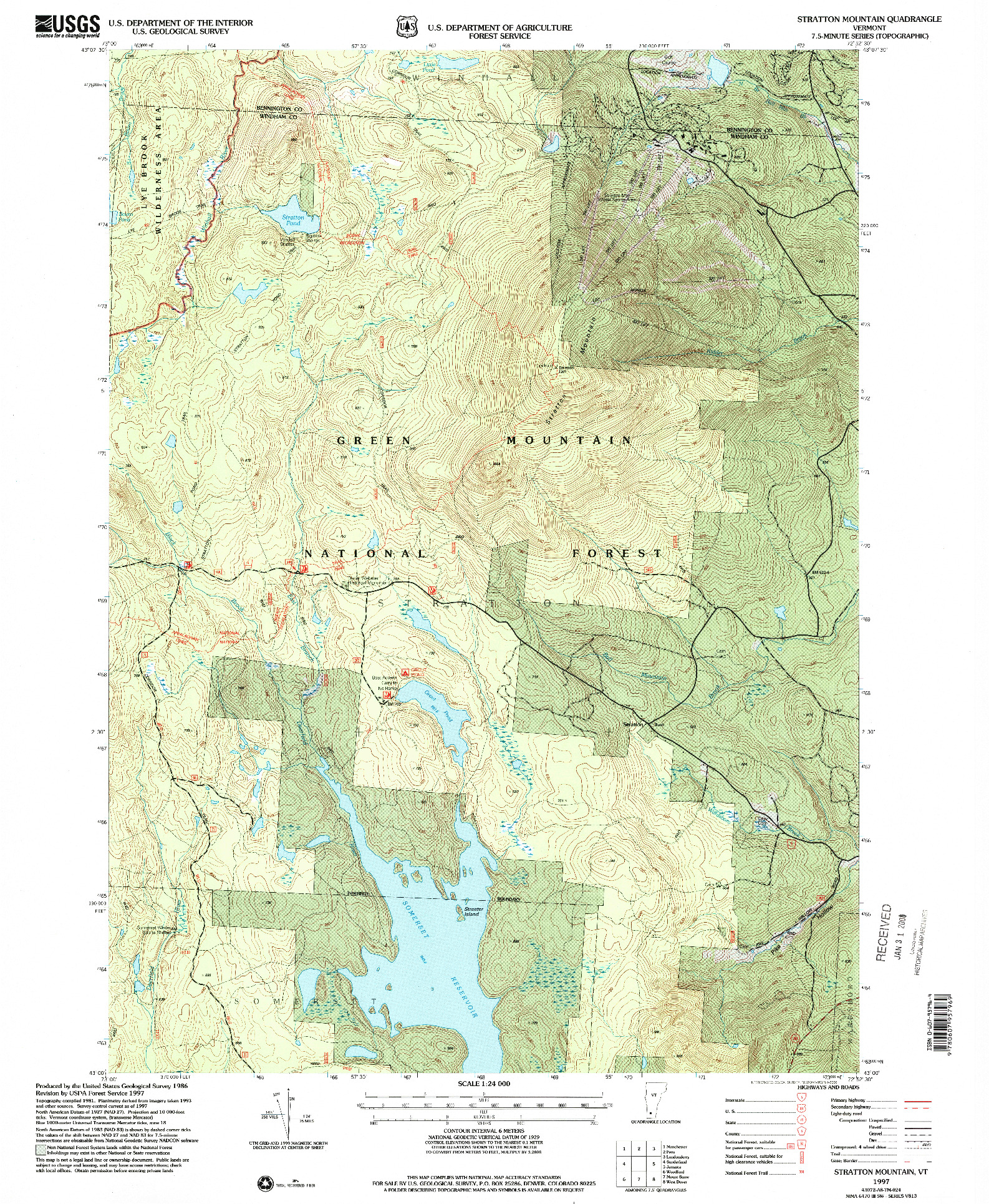 USGS 1:24000-SCALE QUADRANGLE FOR STRATTON MOUNTAIN, VT 1997