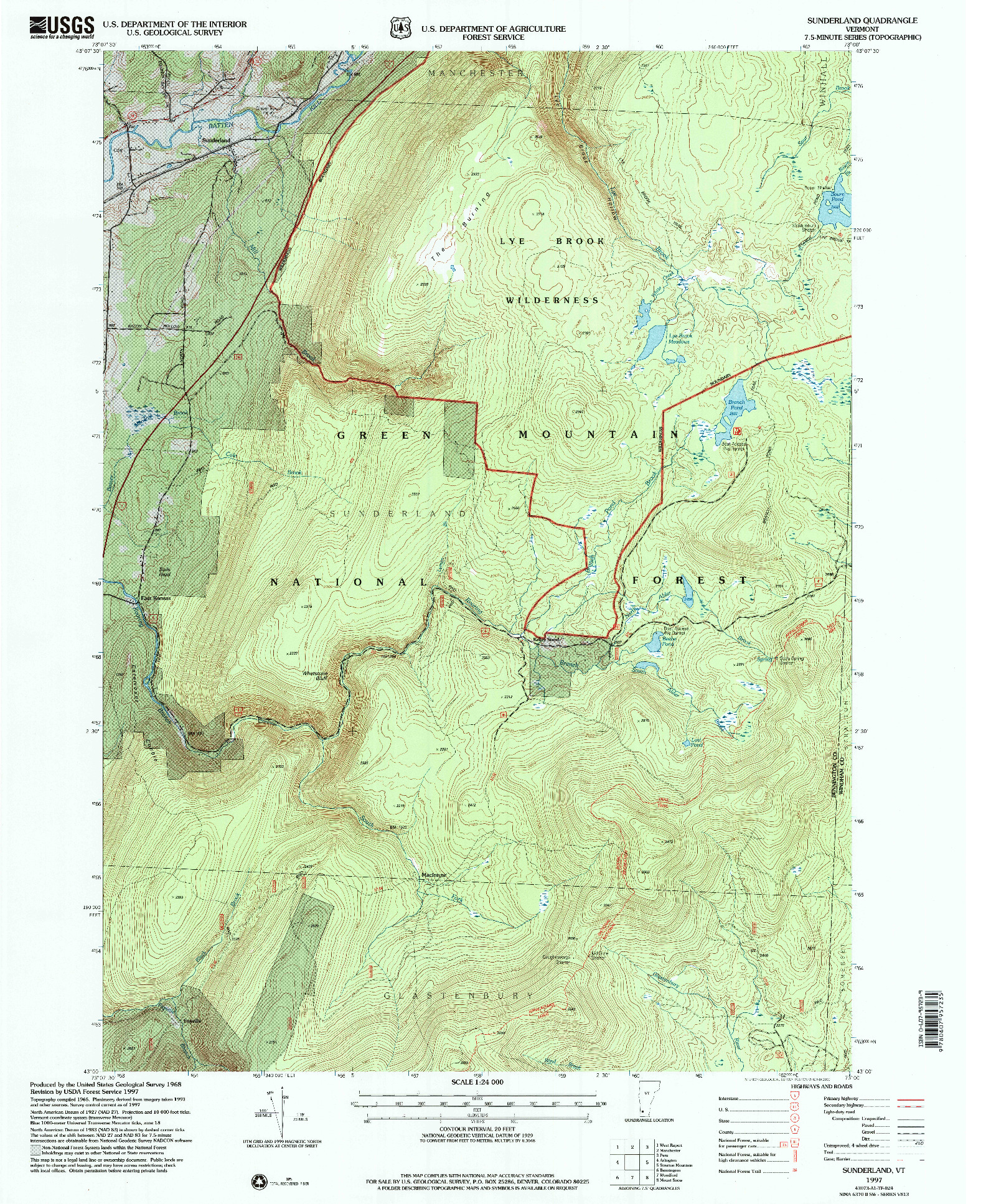USGS 1:24000-SCALE QUADRANGLE FOR SUNDERLAND, VT 1997
