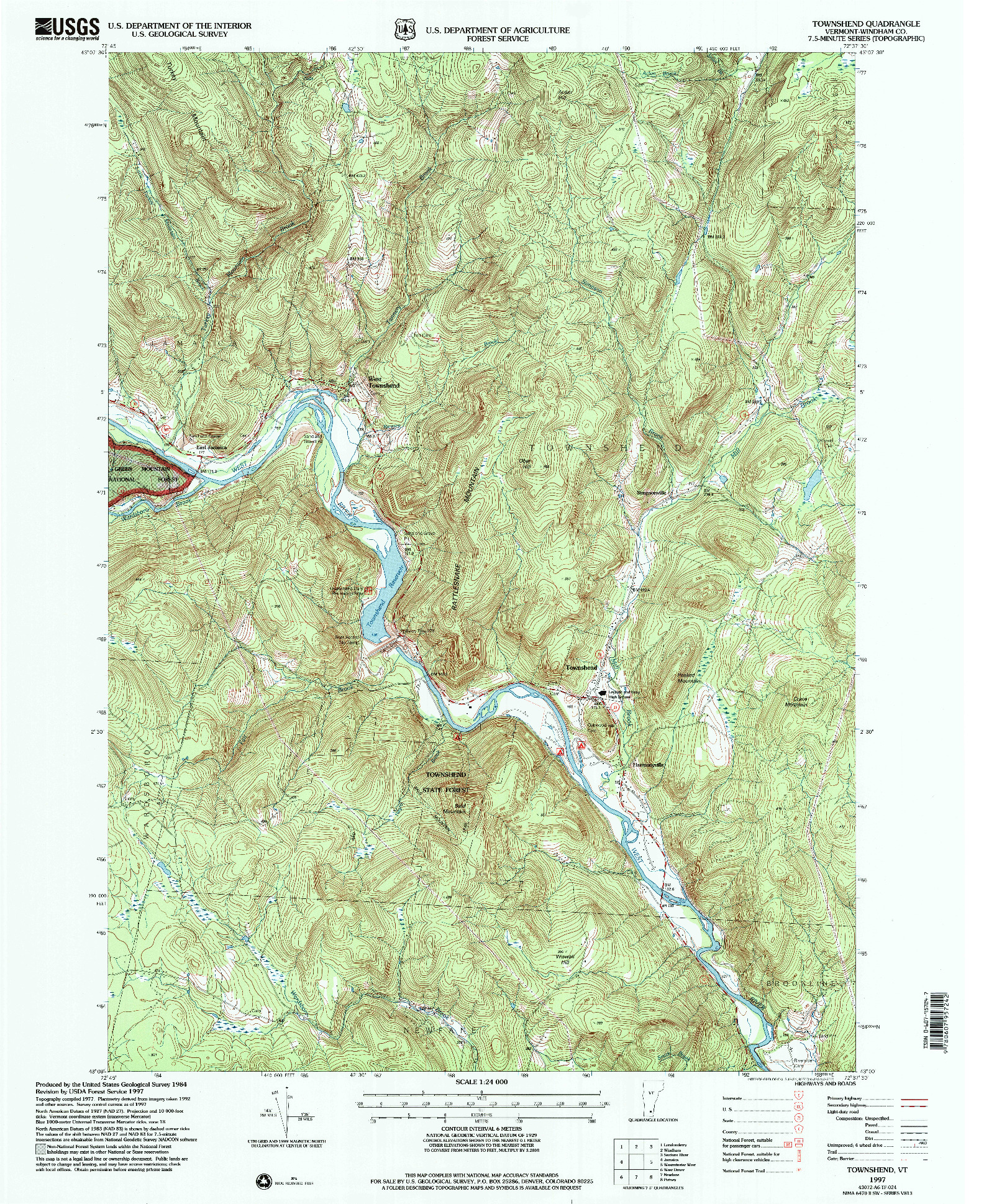 USGS 1:24000-SCALE QUADRANGLE FOR TOWNSHEND, VT 1997