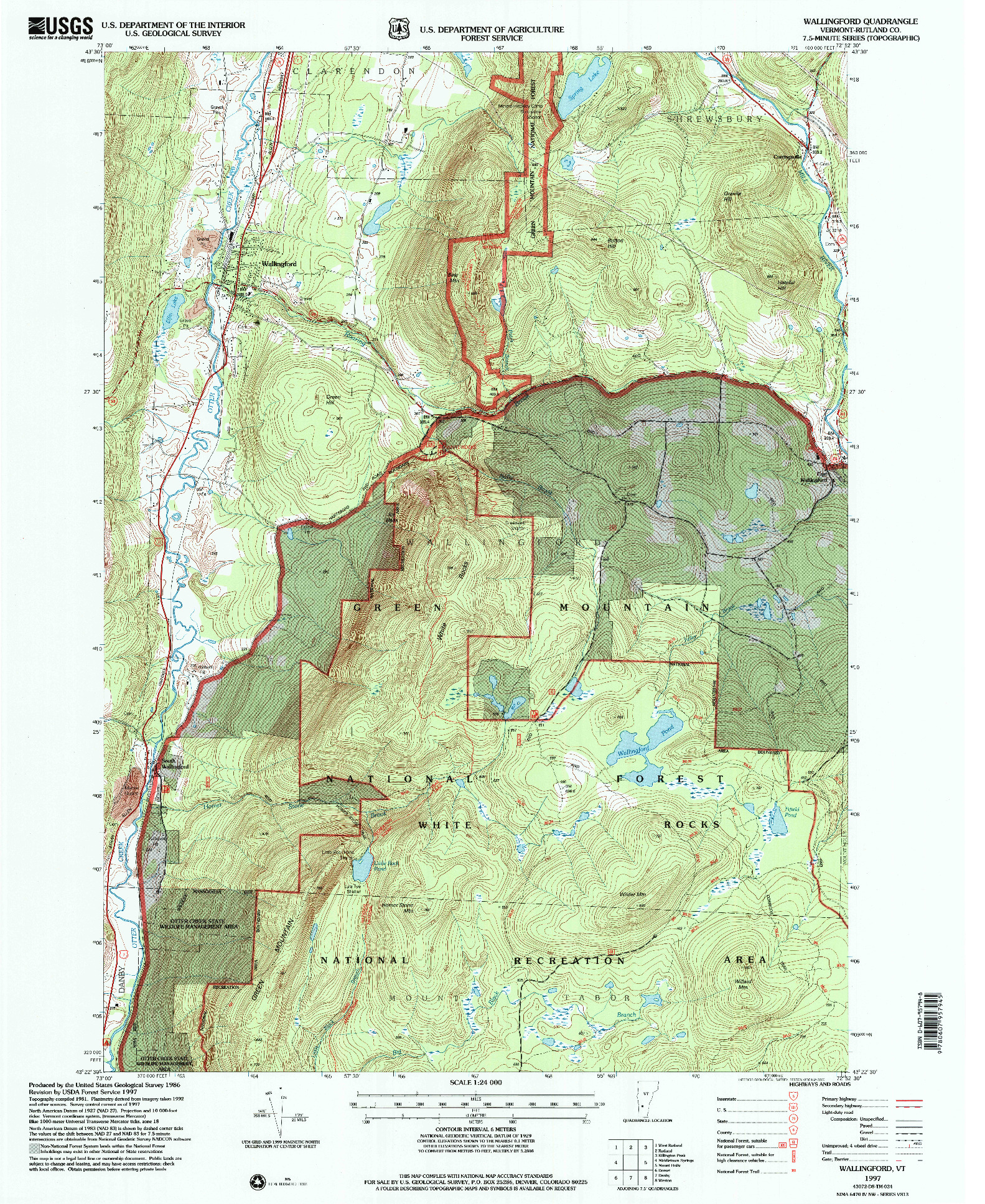 USGS 1:24000-SCALE QUADRANGLE FOR WALLINGFORD, VT 1997