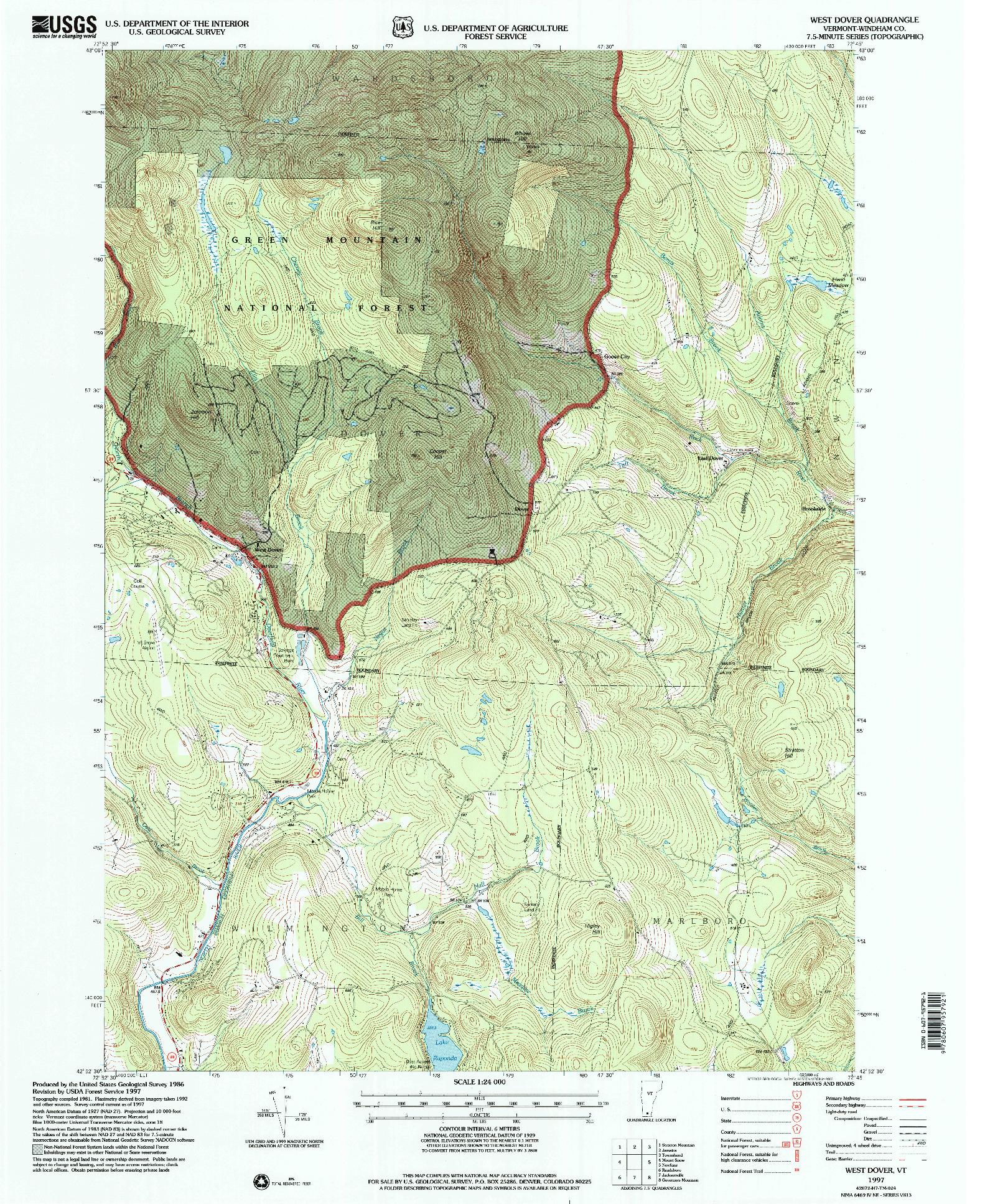 USGS 1:24000-SCALE QUADRANGLE FOR WEST DOVER, VT 1997
