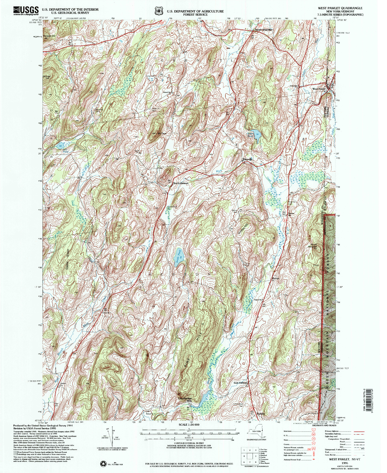 USGS 1:24000-SCALE QUADRANGLE FOR WEST PAWLET, VT 1995