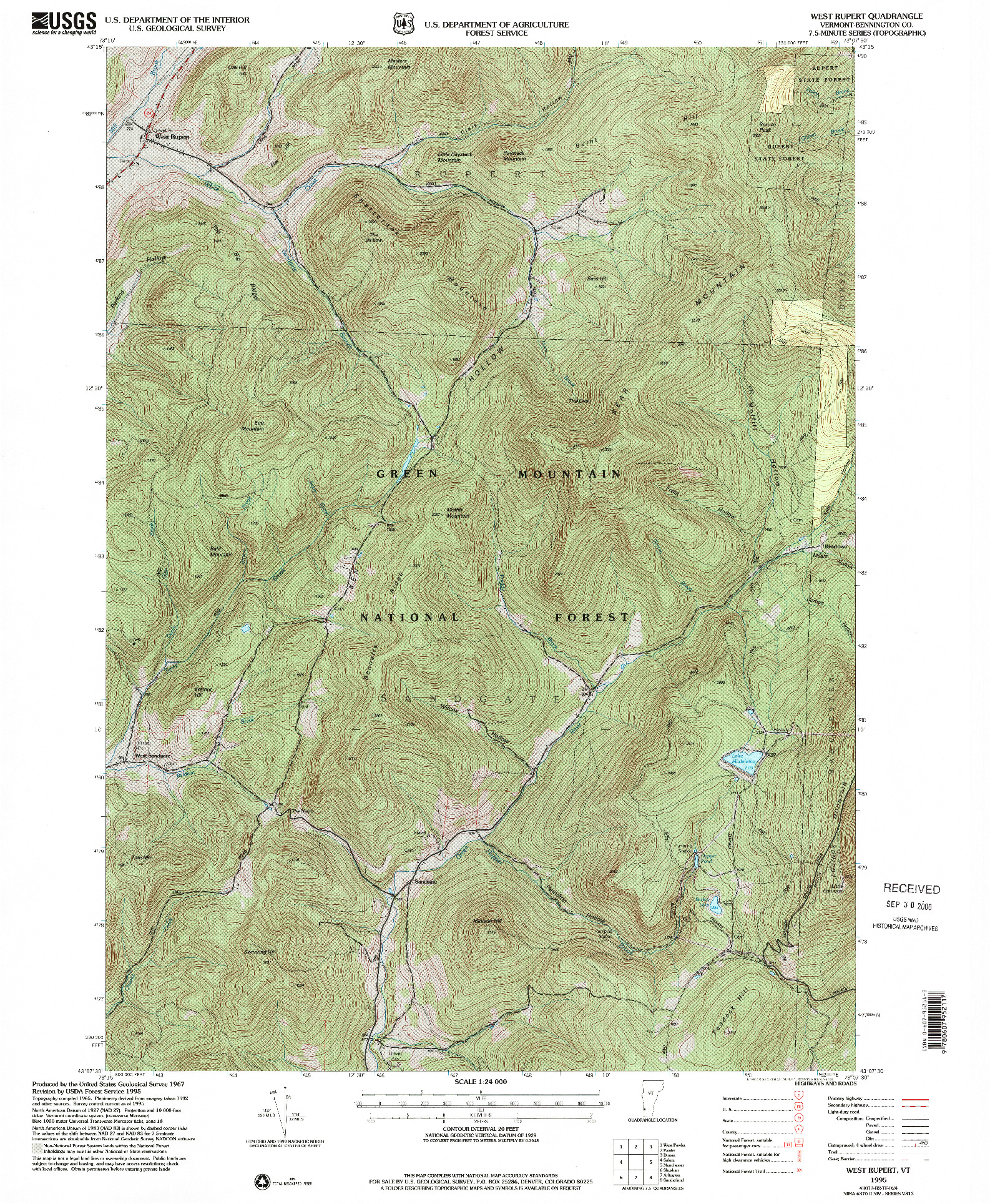 USGS 1:24000-SCALE QUADRANGLE FOR WEST RUPERT, VT 1995