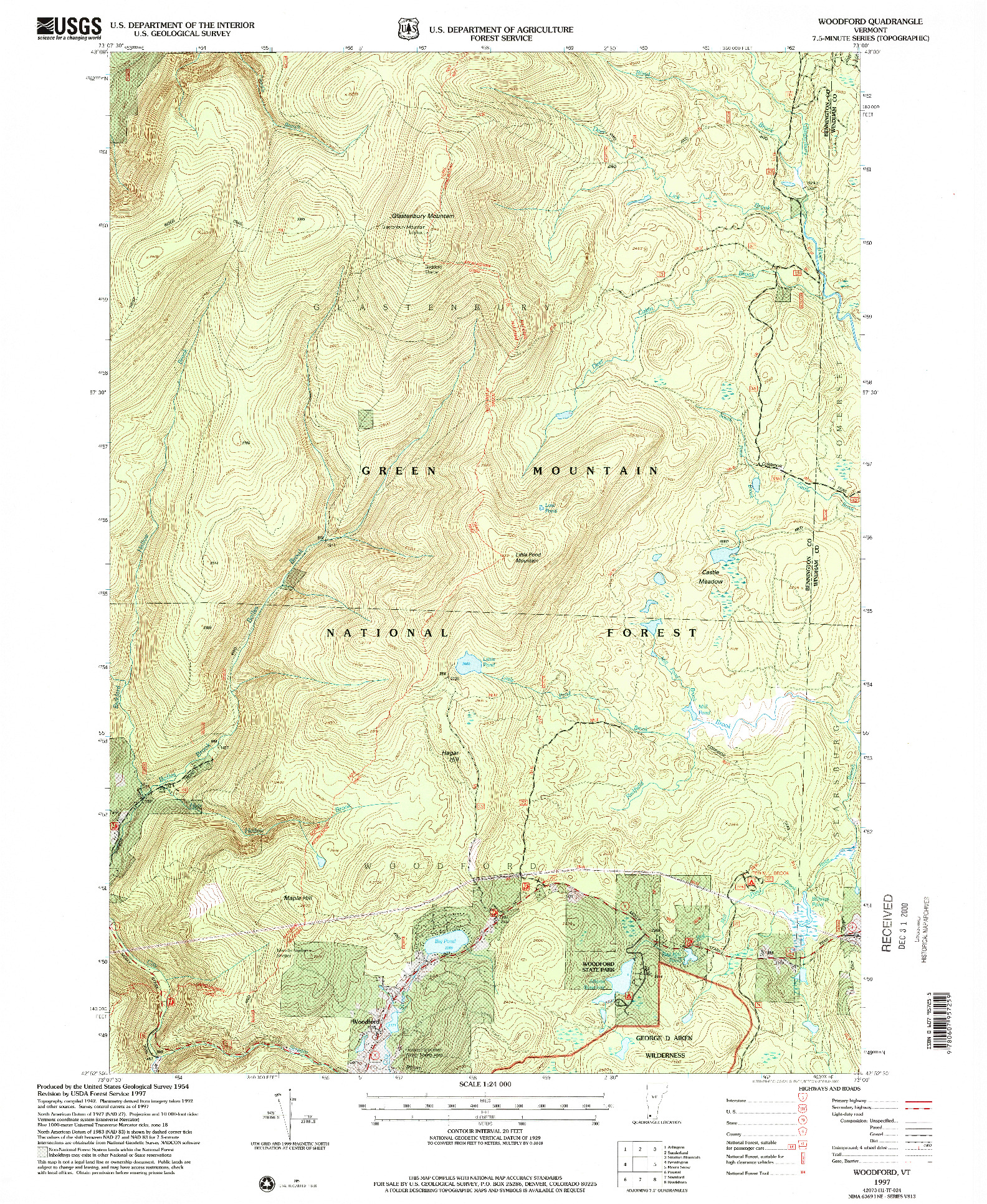 USGS 1:24000-SCALE QUADRANGLE FOR WOODFORD, VT 1997