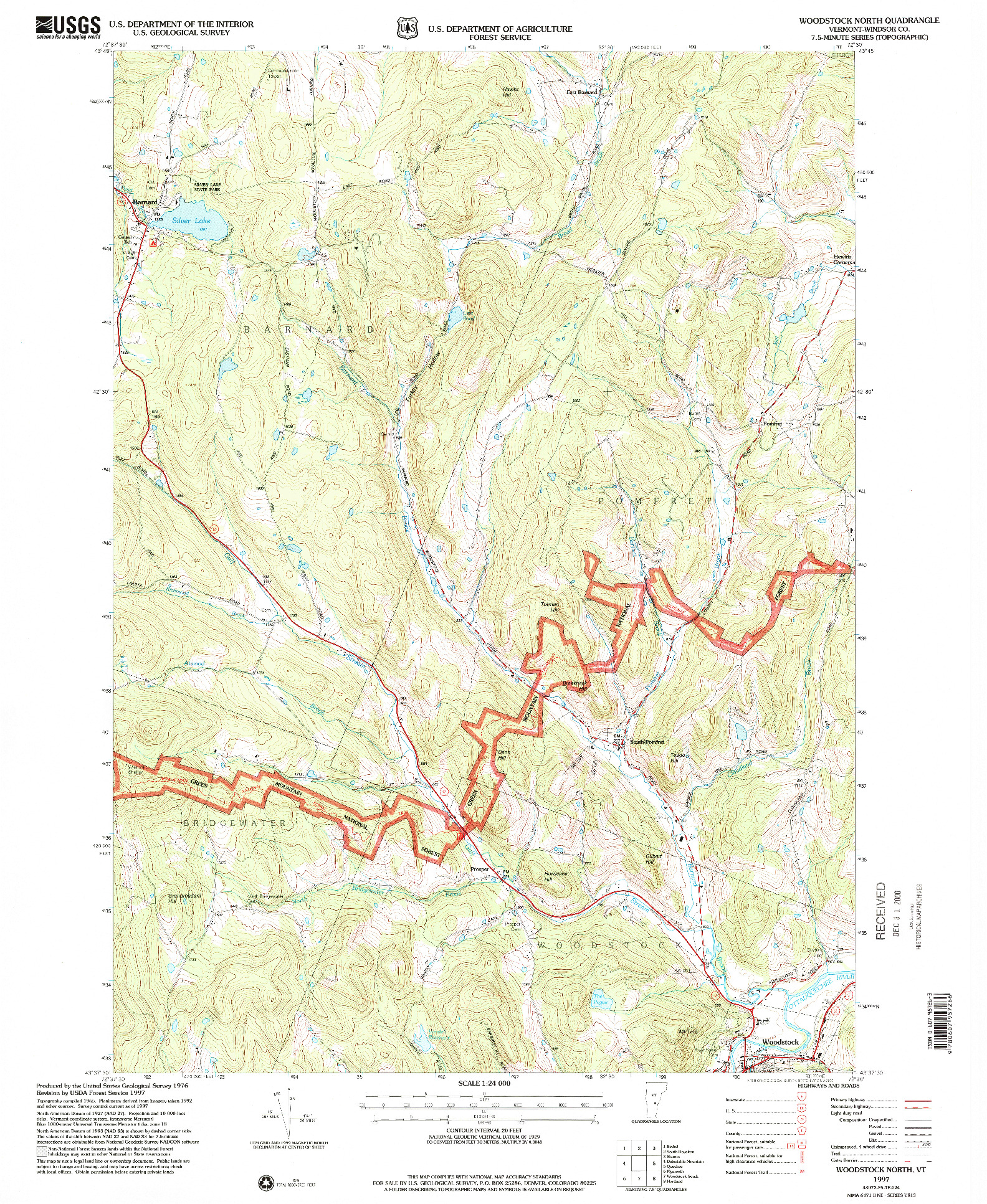 USGS 1:24000-SCALE QUADRANGLE FOR WOODSTOCK NORTH, VT 1997