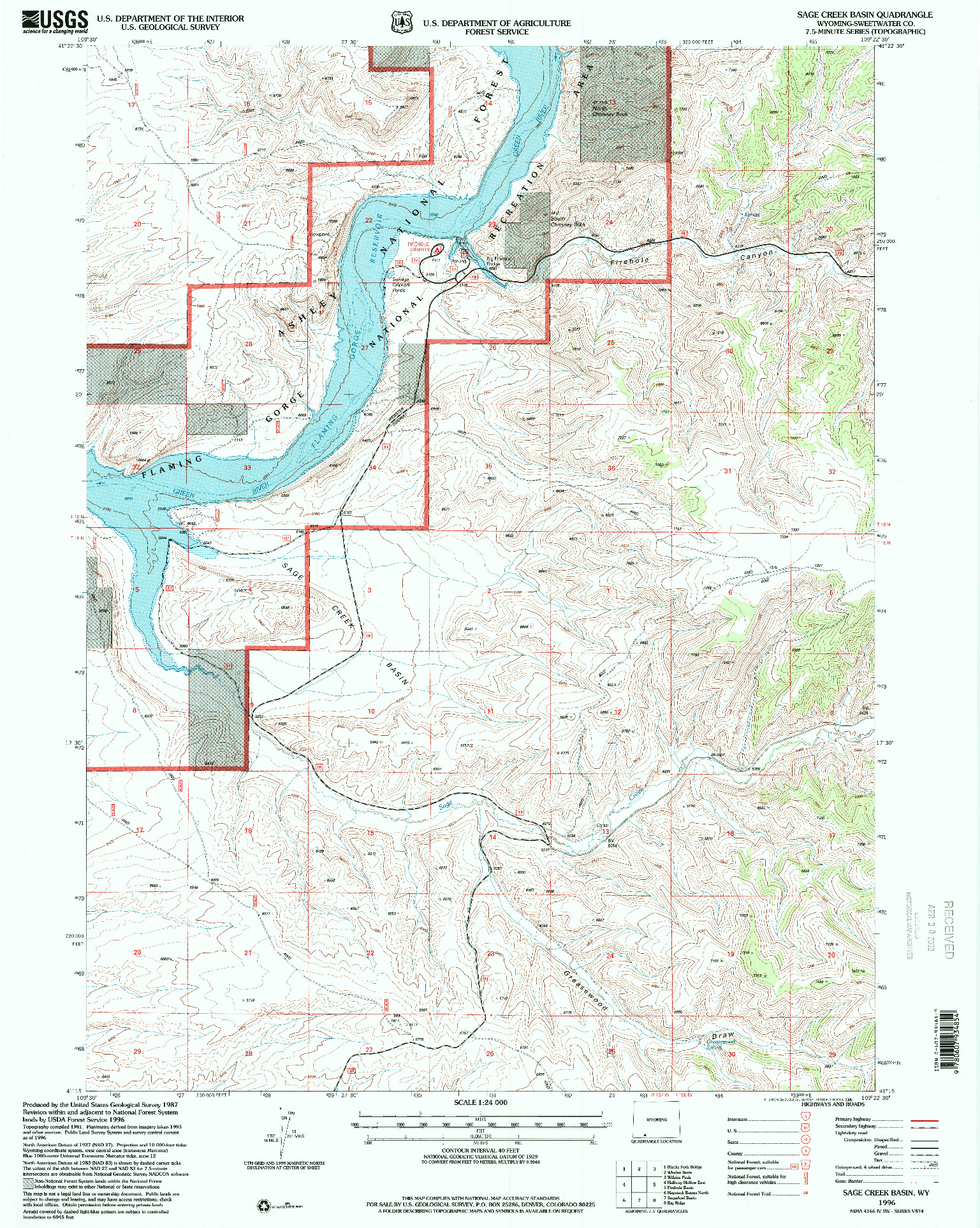 USGS 1:24000-SCALE QUADRANGLE FOR SAGE CREEK BASIN, WY 1996