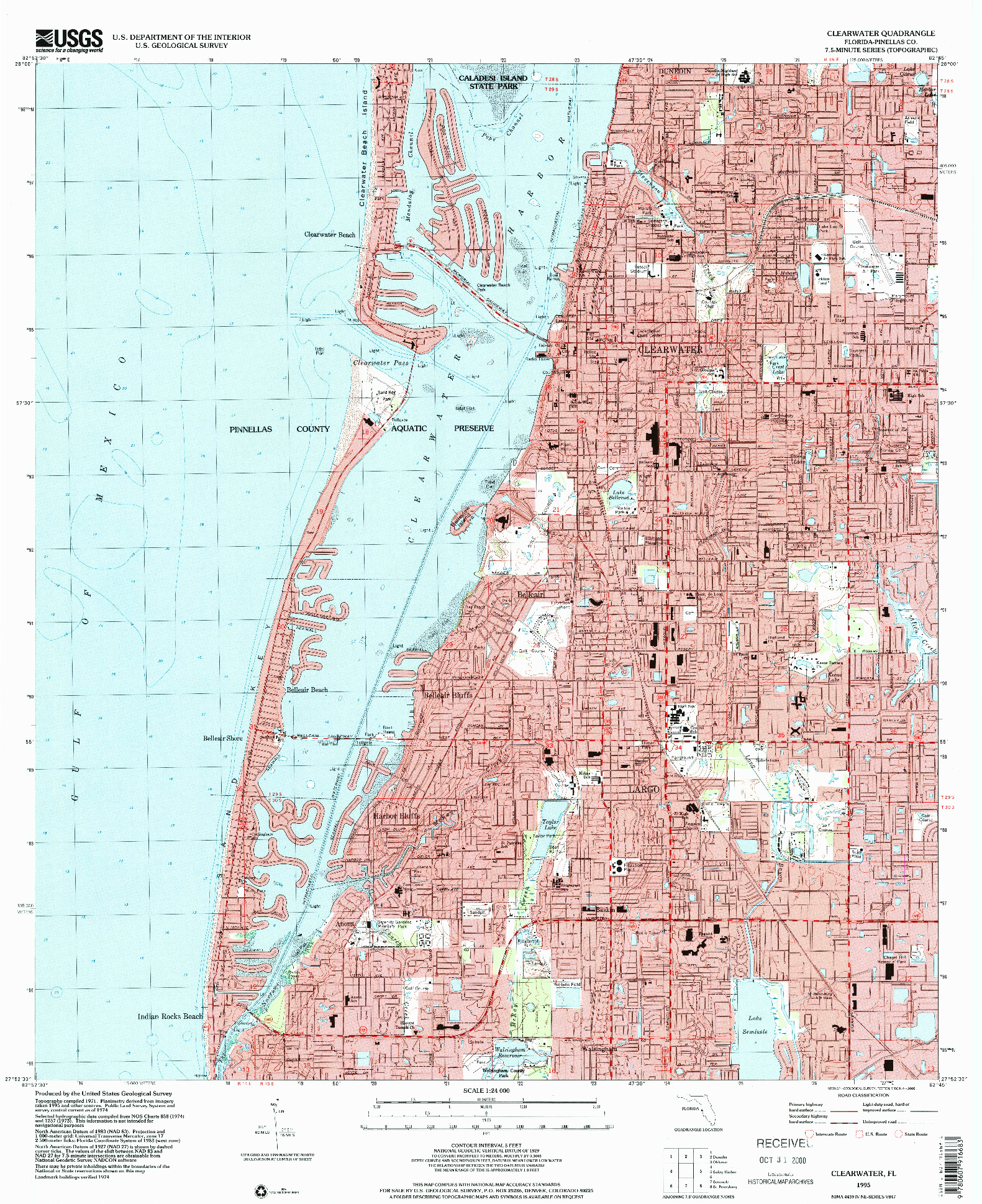 USGS 1:24000-SCALE QUADRANGLE FOR CLEARWATER, FL 1995