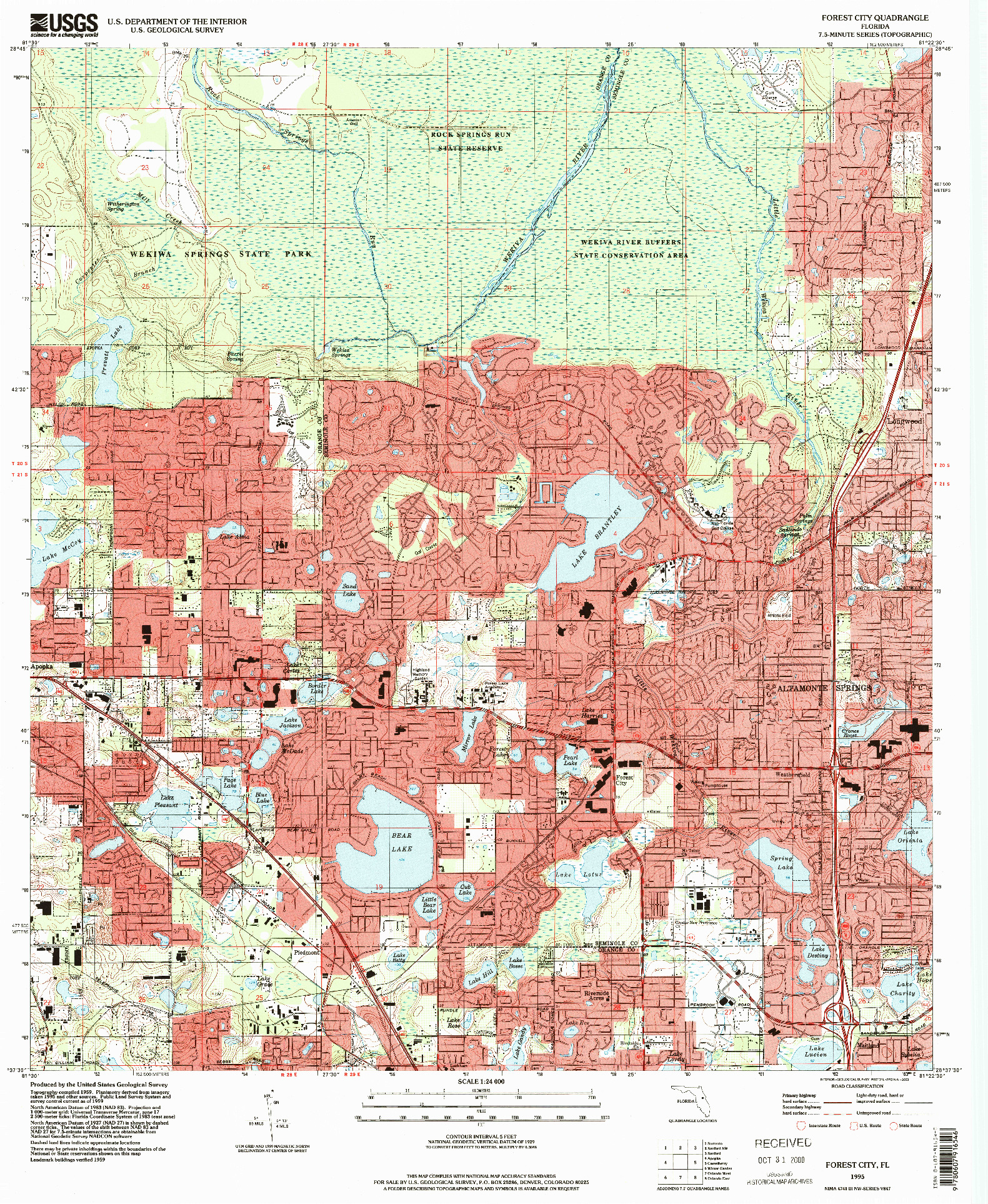 USGS 1:24000-SCALE QUADRANGLE FOR FOREST CITY, FL 1995