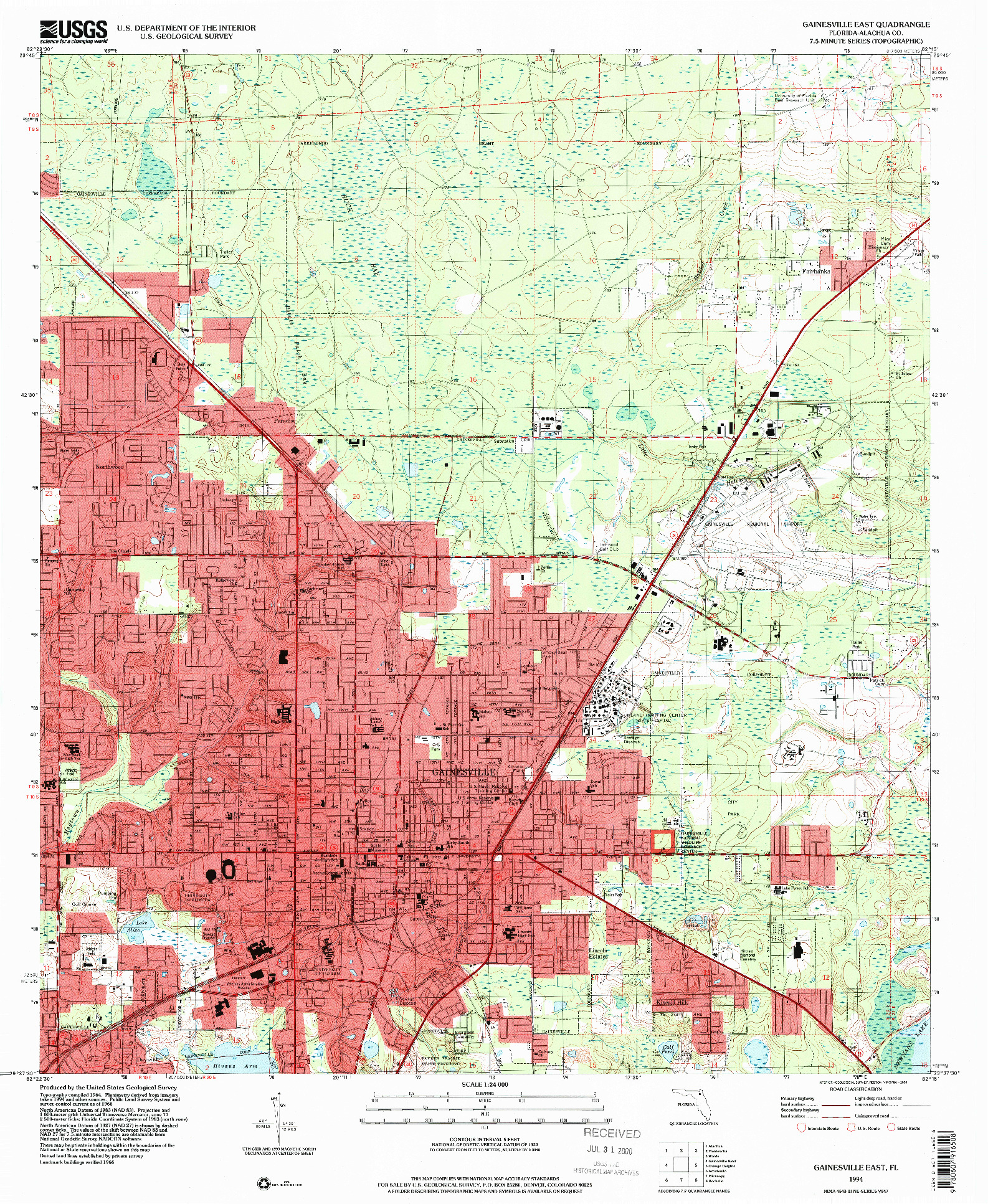 USGS 1:24000-SCALE QUADRANGLE FOR GAINESVILLE EAST, FL 1994