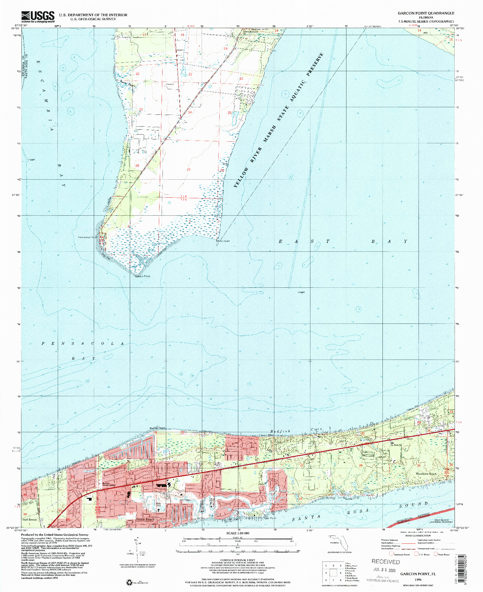 USGS 1:24000-SCALE QUADRANGLE FOR GARCON POINT, FL 1994