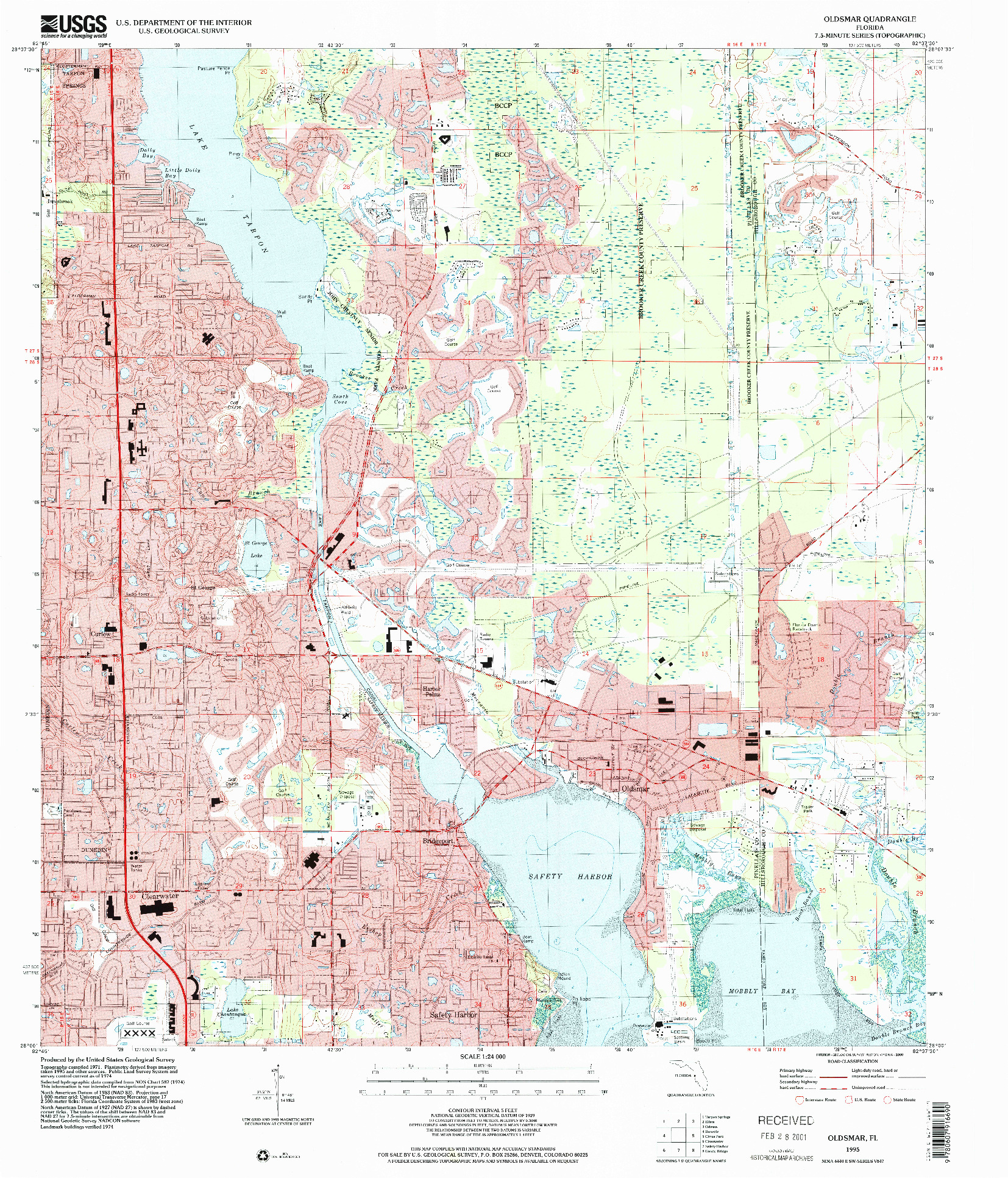 USGS 1:24000-SCALE QUADRANGLE FOR OLDSMAR, FL 1995
