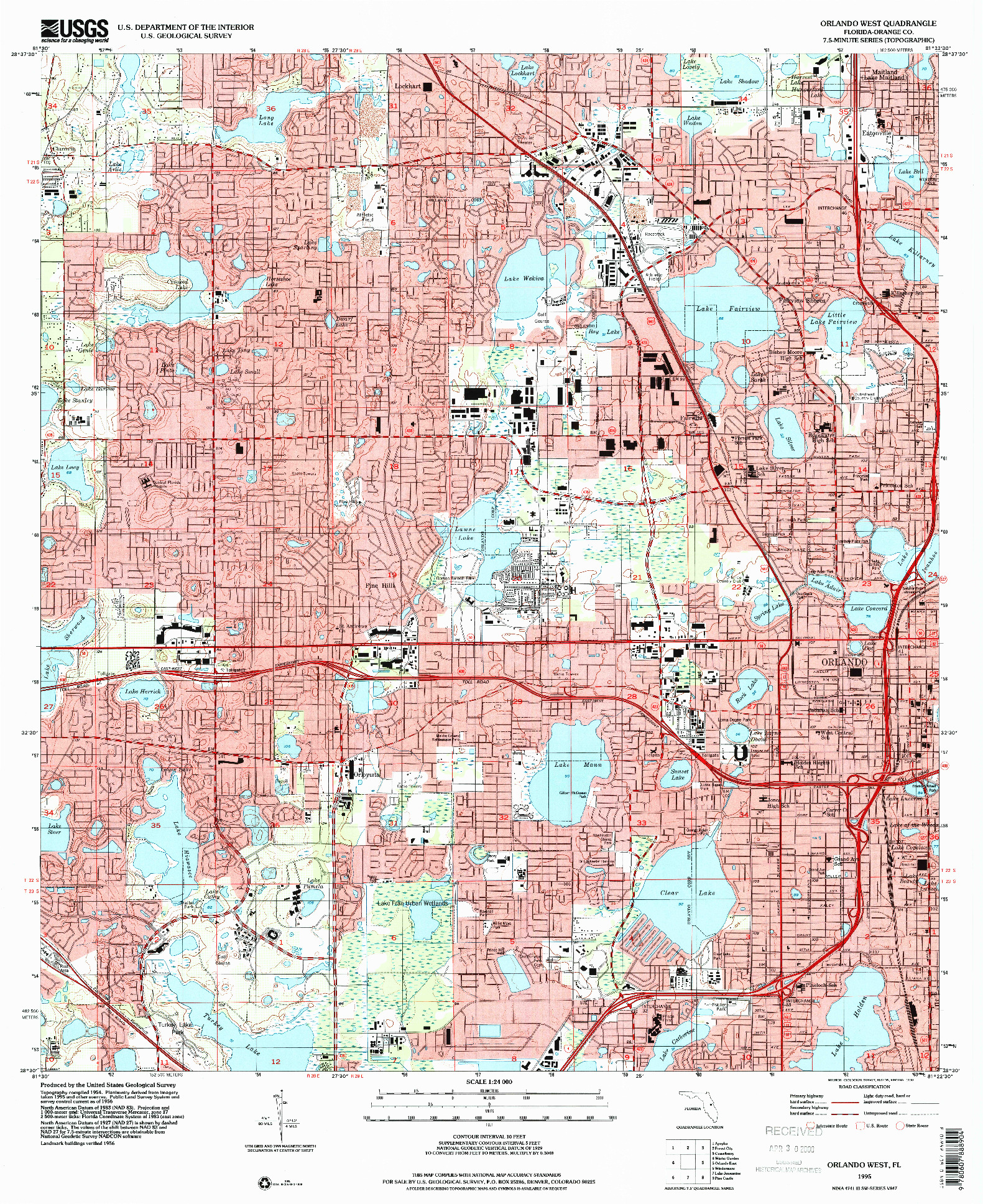 USGS 1:24000-SCALE QUADRANGLE FOR ORLANDO WEST, FL 1995