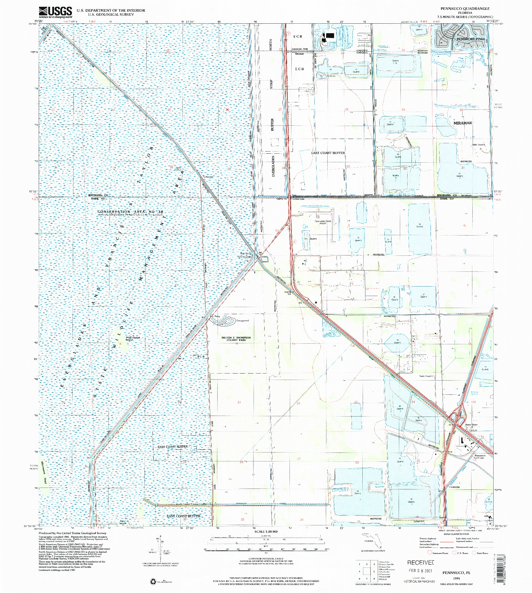 USGS 1:24000-SCALE QUADRANGLE FOR PENNSUCO, FL 1994