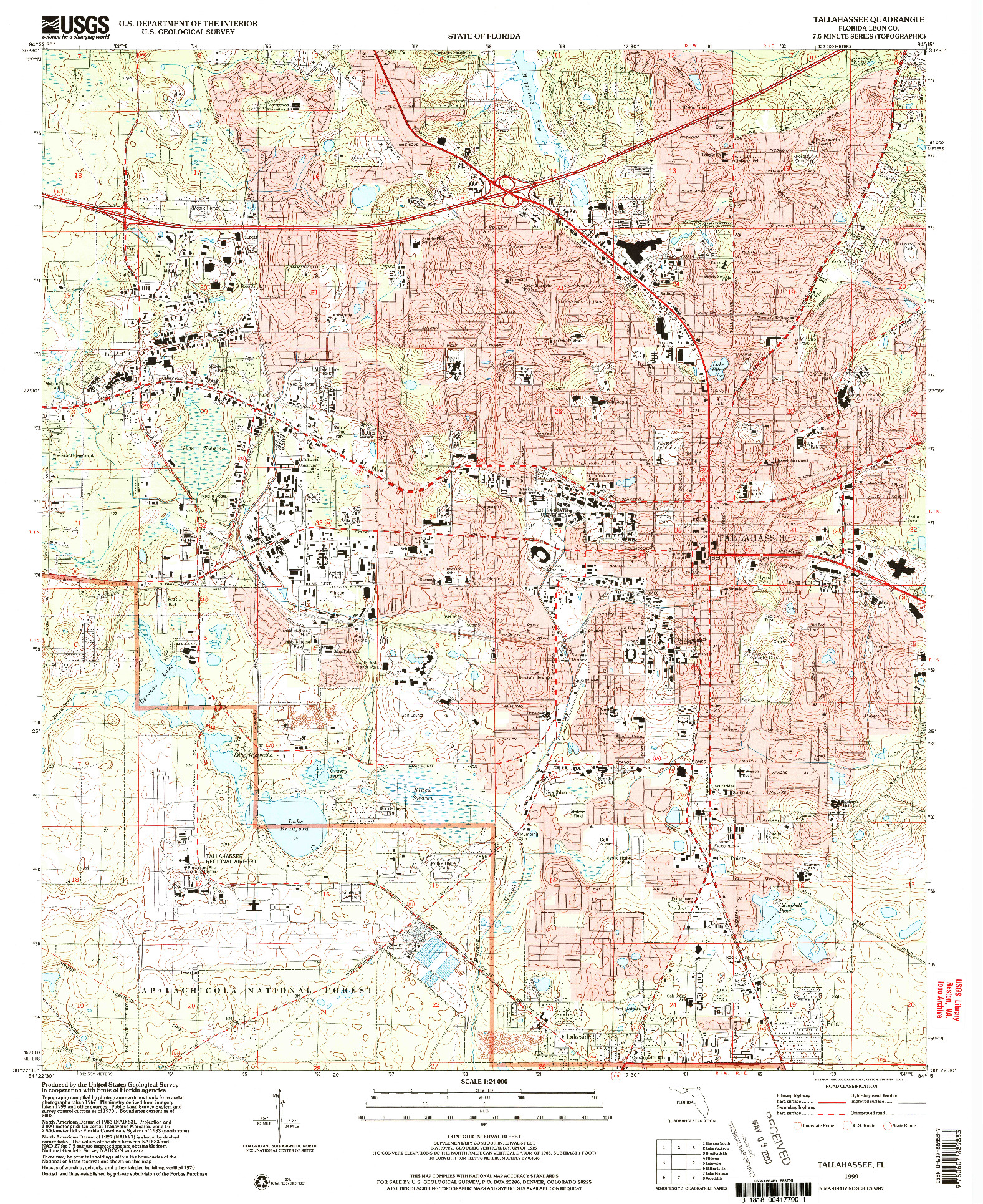 USGS 1:24000-SCALE QUADRANGLE FOR TALLAHASSEE, FL 1999
