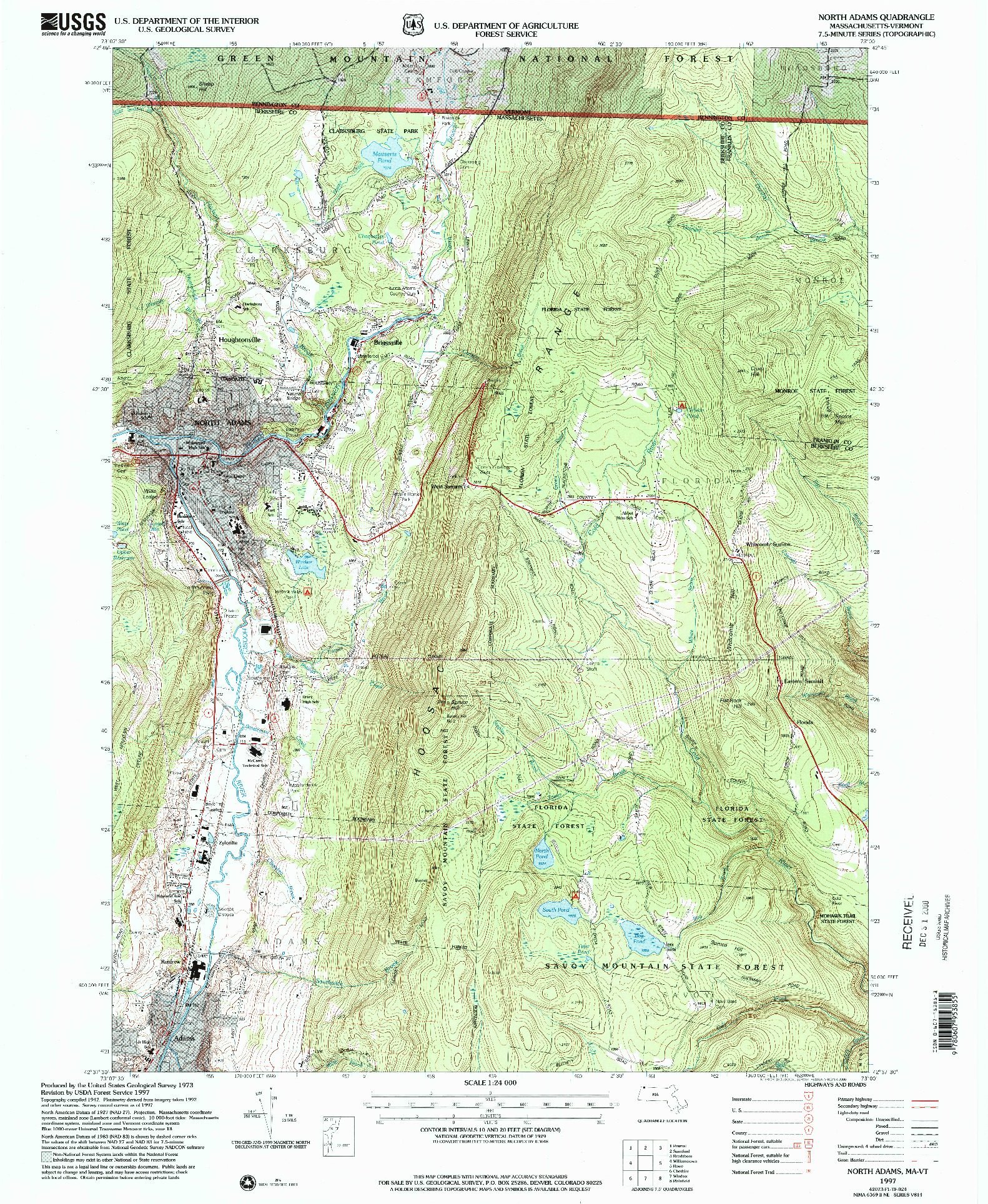 USGS 1:24000-SCALE QUADRANGLE FOR NORTH ADAMS, MA 1997