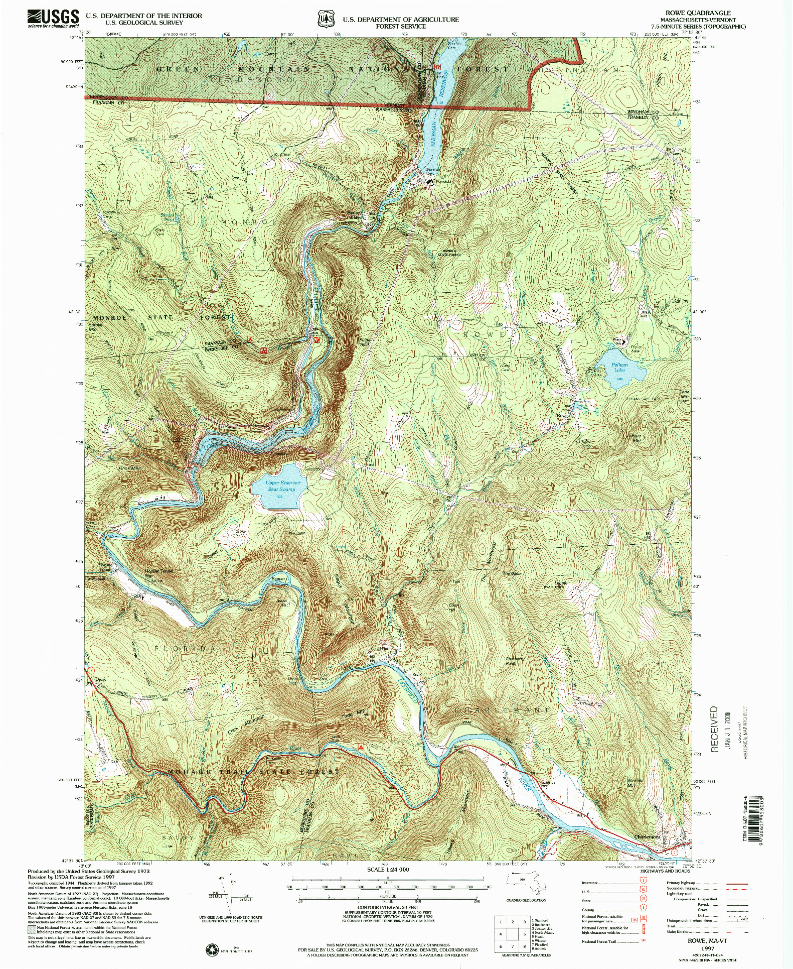 USGS 1:24000-SCALE QUADRANGLE FOR ROWE, MA 1997