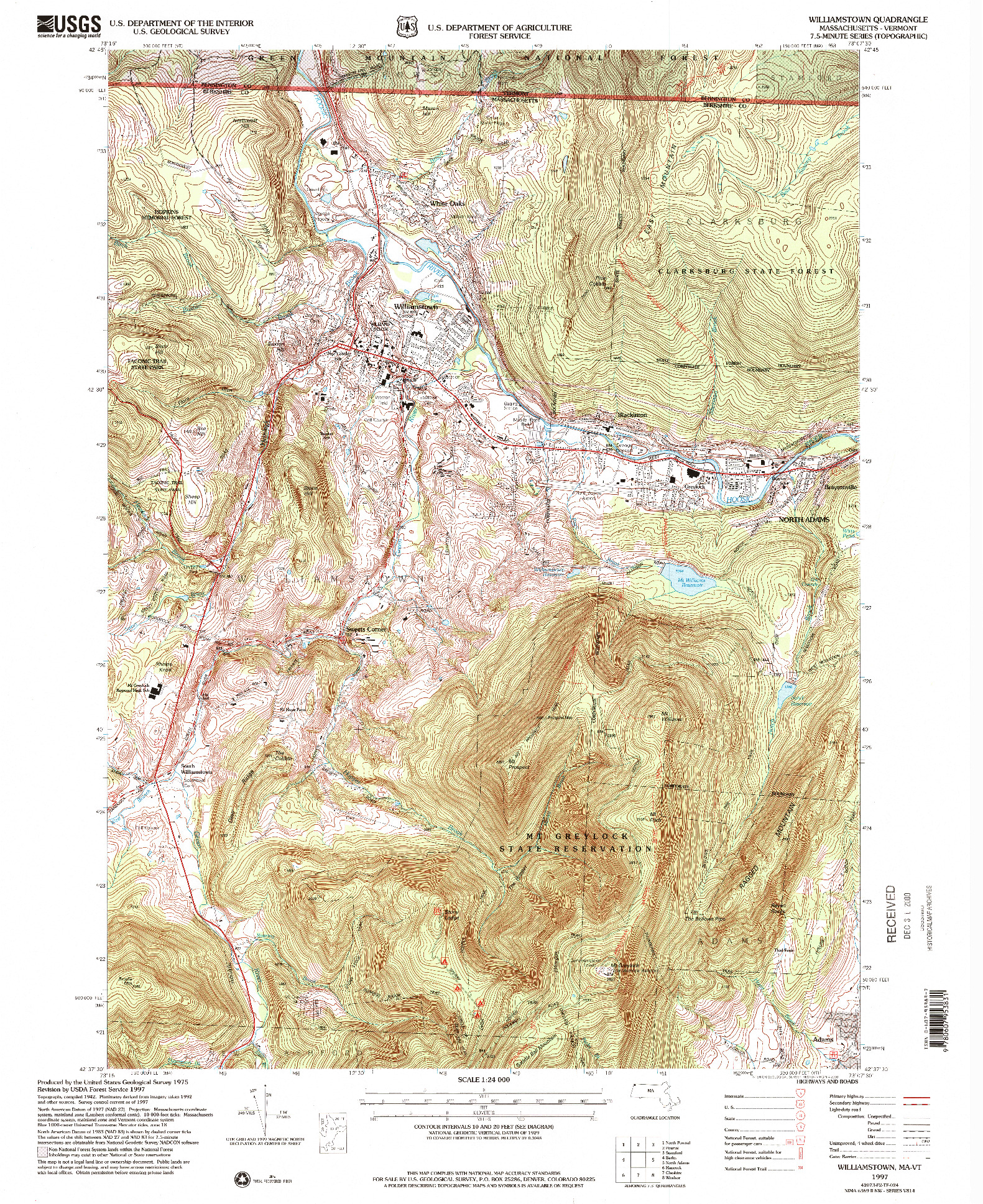 USGS 1:24000-SCALE QUADRANGLE FOR WILLIAMSTOWN, MA 1997