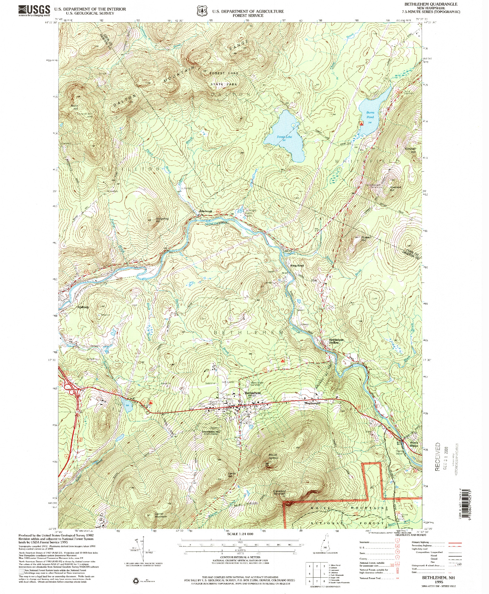 USGS 1:24000-SCALE QUADRANGLE FOR BETHLEHEM, NH 1995