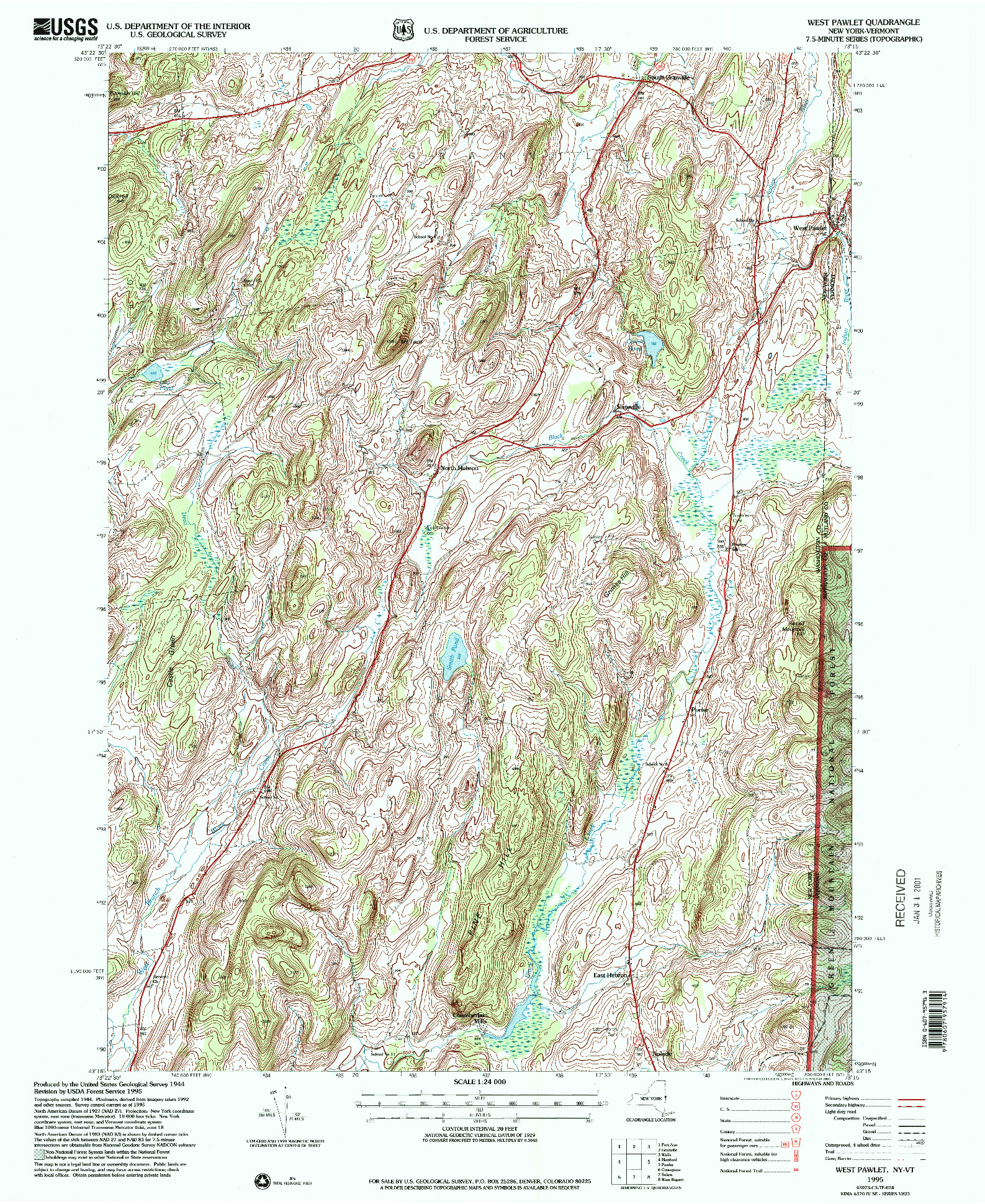 USGS 1:24000-SCALE QUADRANGLE FOR WEST PAWLET, NY 1995