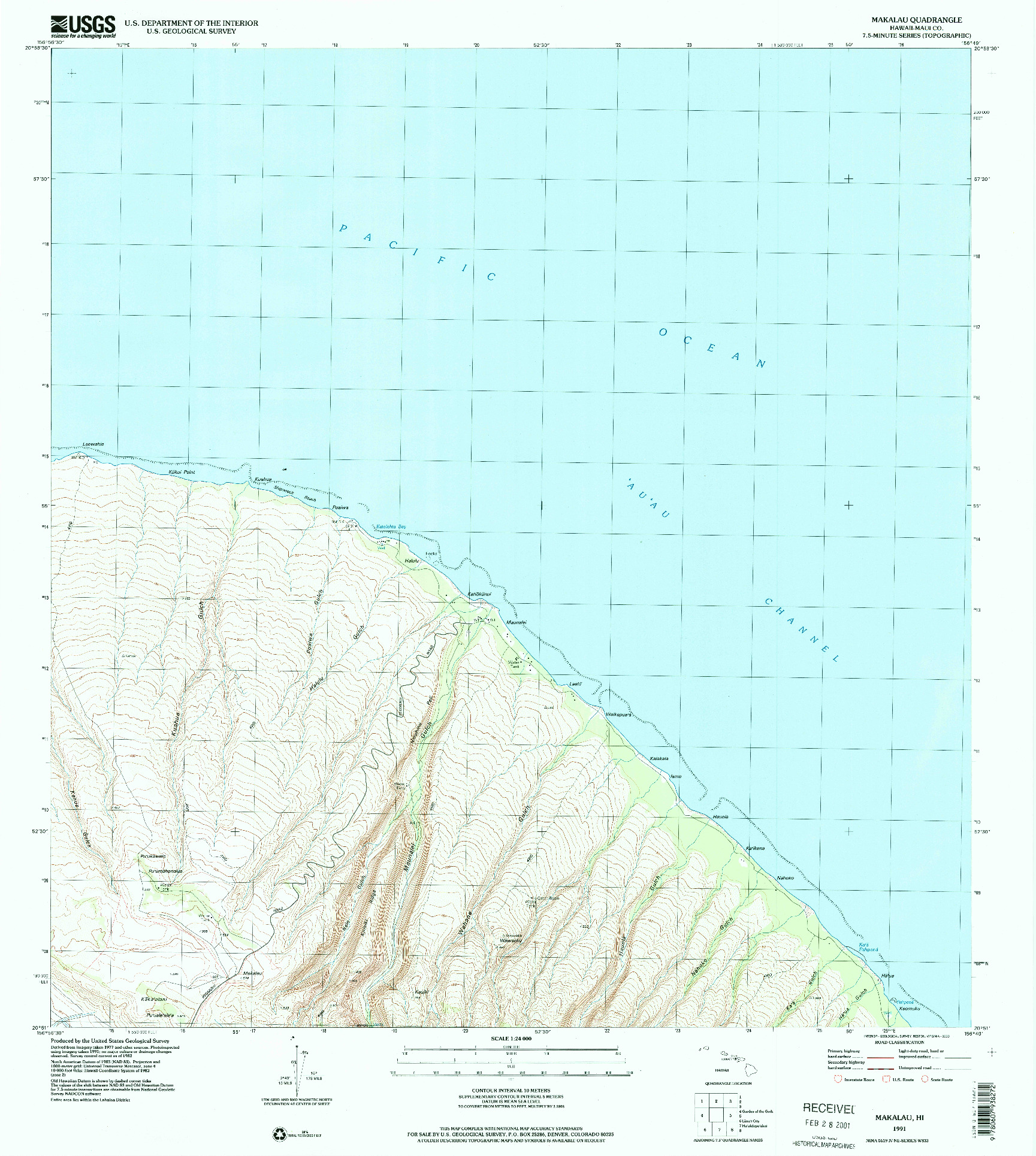 USGS 1:24000-SCALE QUADRANGLE FOR MAKALAU, HI 1991