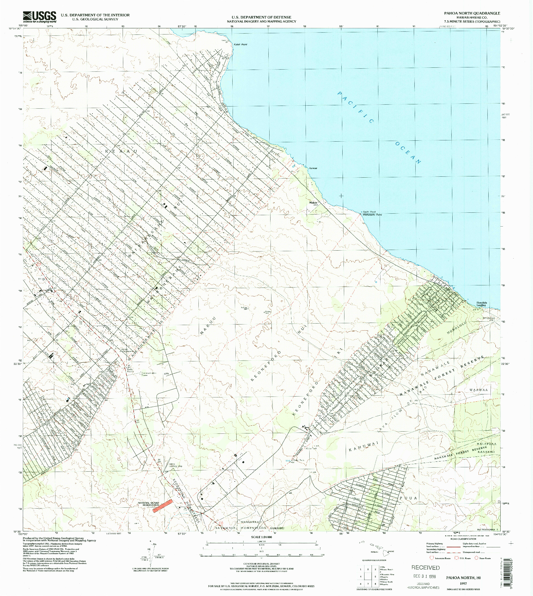 USGS 1:24000-SCALE QUADRANGLE FOR PAHOA NORTH, HI 1995