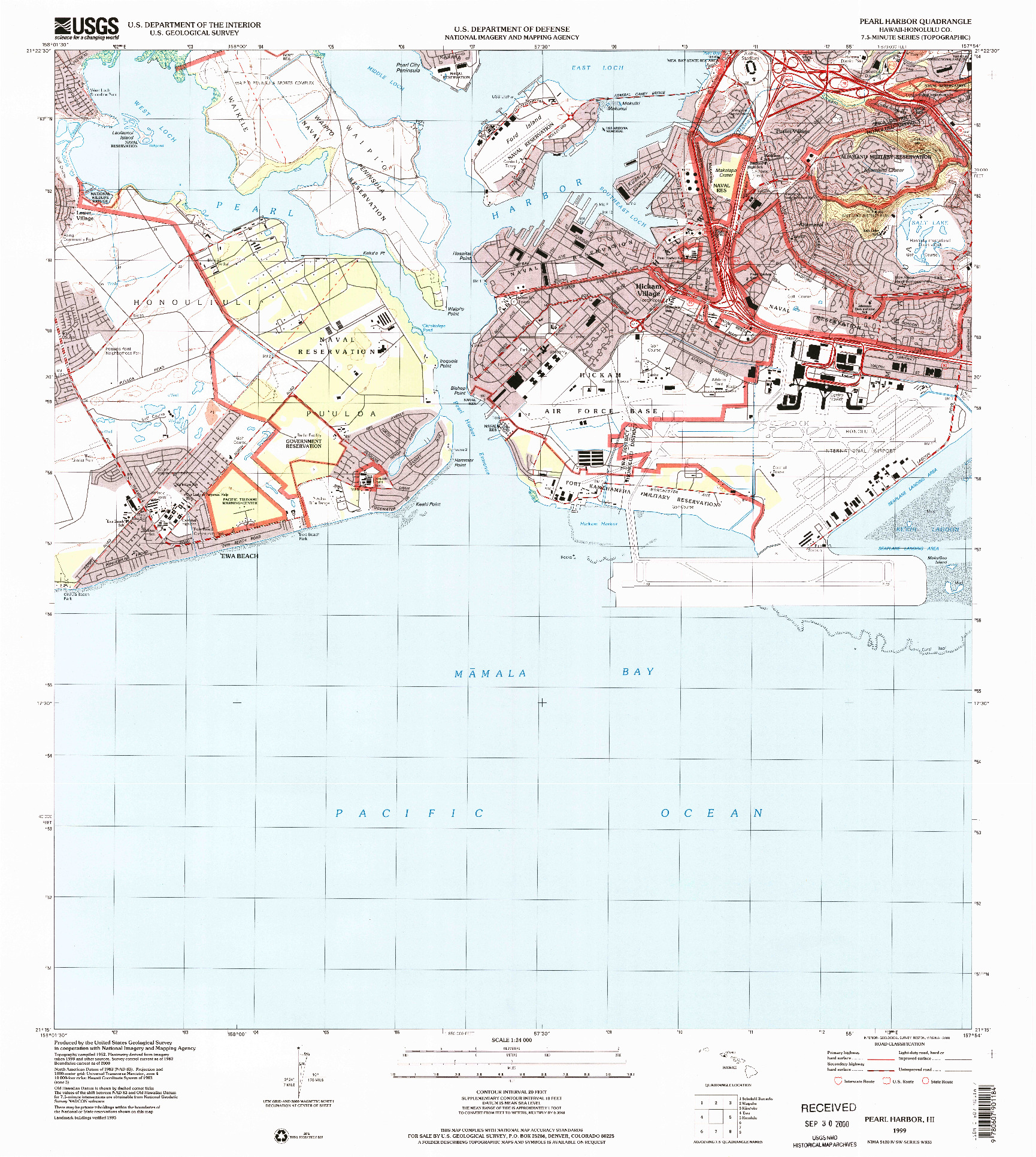 USGS 1:24000-SCALE QUADRANGLE FOR PEARL HARBOR, HI 1999