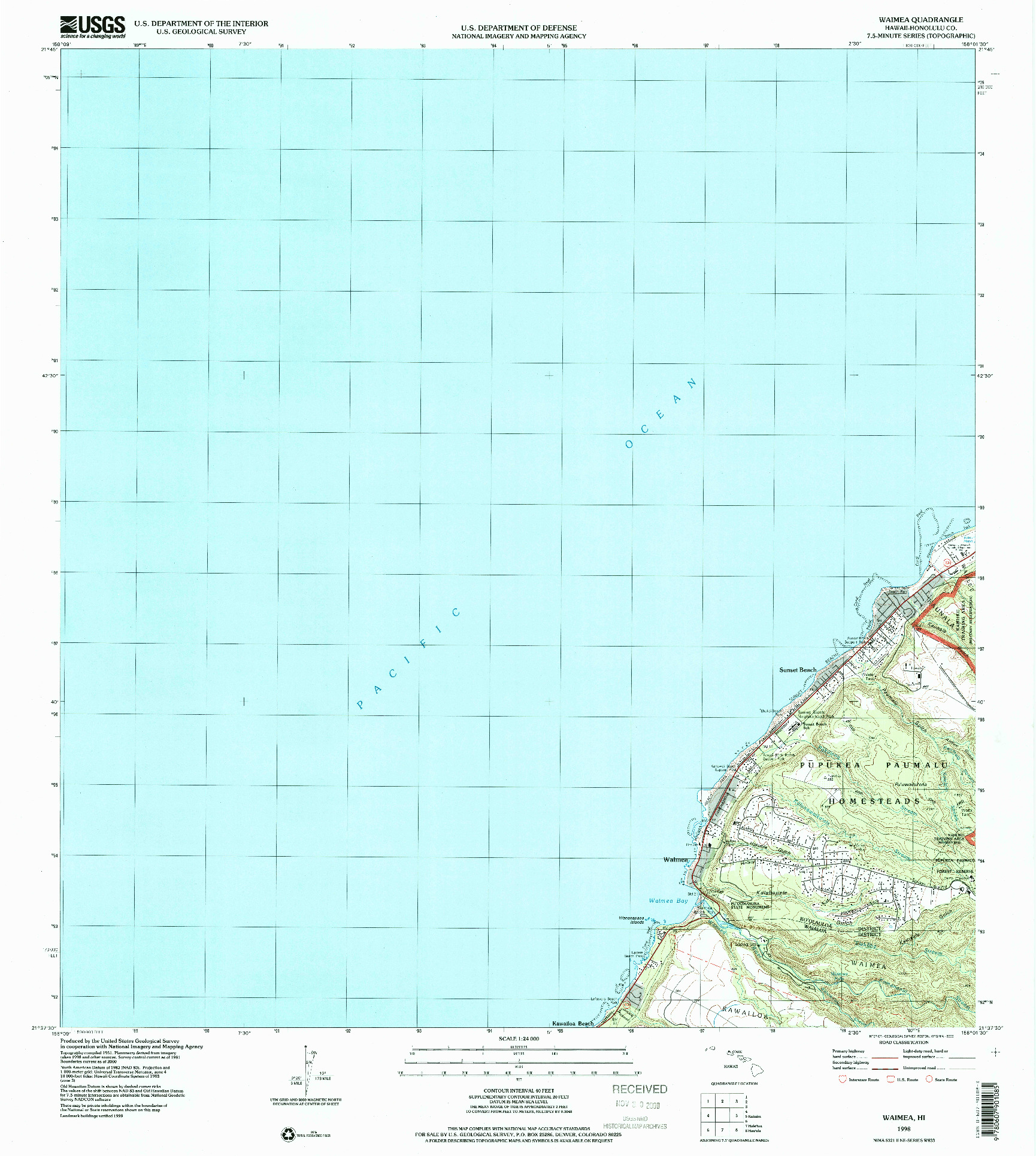 USGS 1:24000-SCALE QUADRANGLE FOR WAIMEA, HI 1998