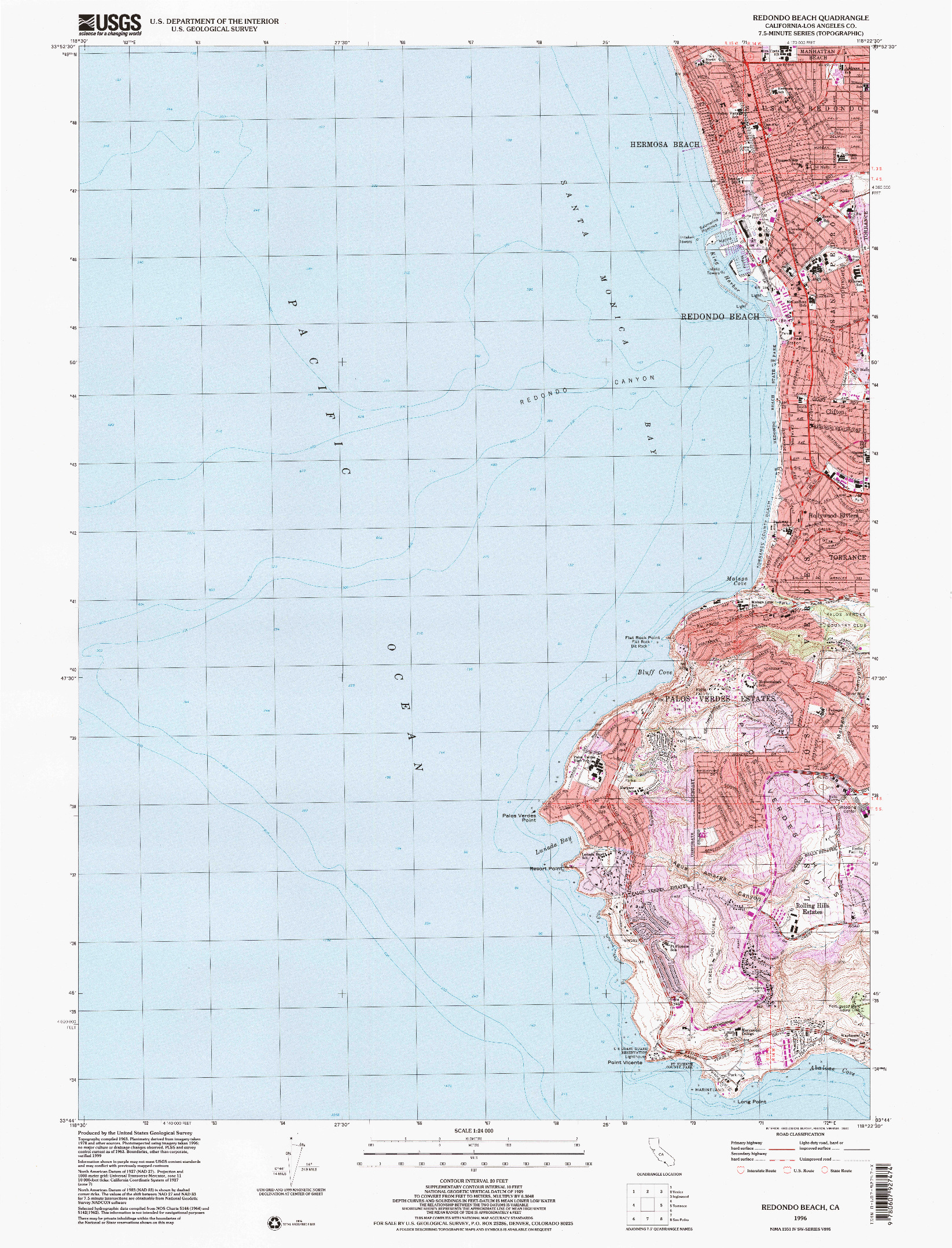 USGS 1:24000-SCALE QUADRANGLE FOR REDONDO BEACH, CA 1996