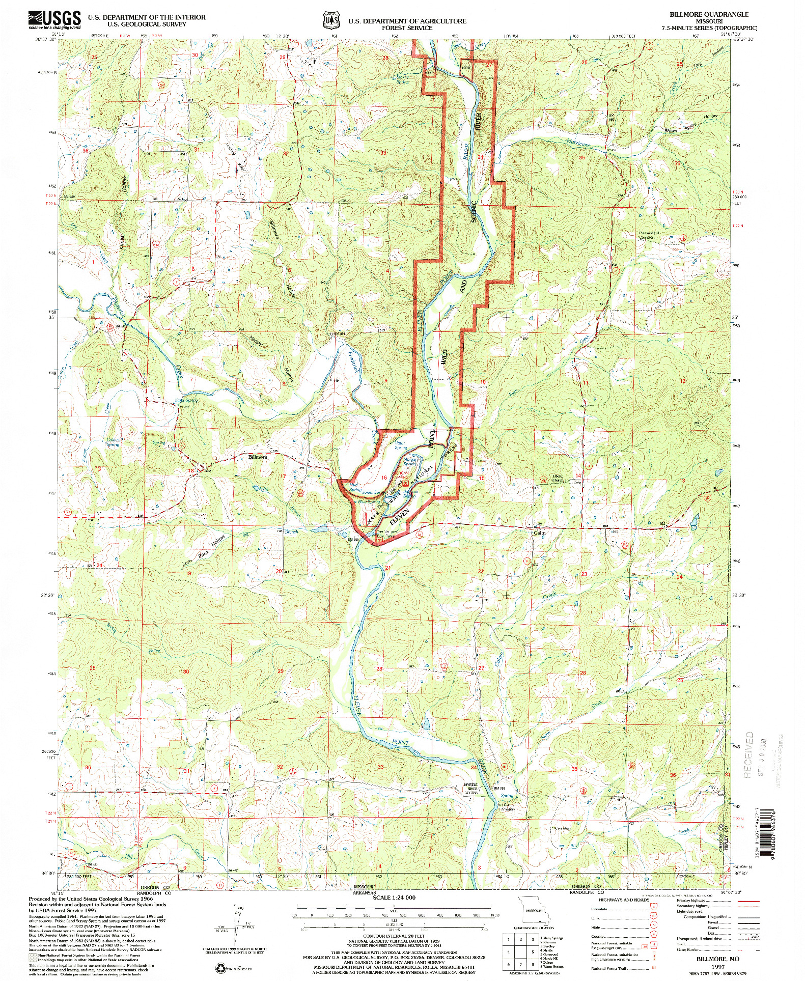 USGS 1:24000-SCALE QUADRANGLE FOR BILLMORE, MO 1997