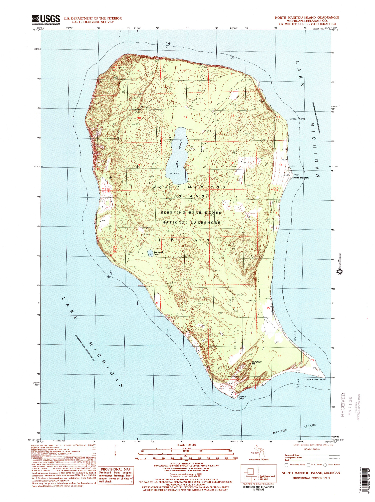 USGS 1:24000-SCALE QUADRANGLE FOR NORTH MANITOU ISLAND, MI 1997