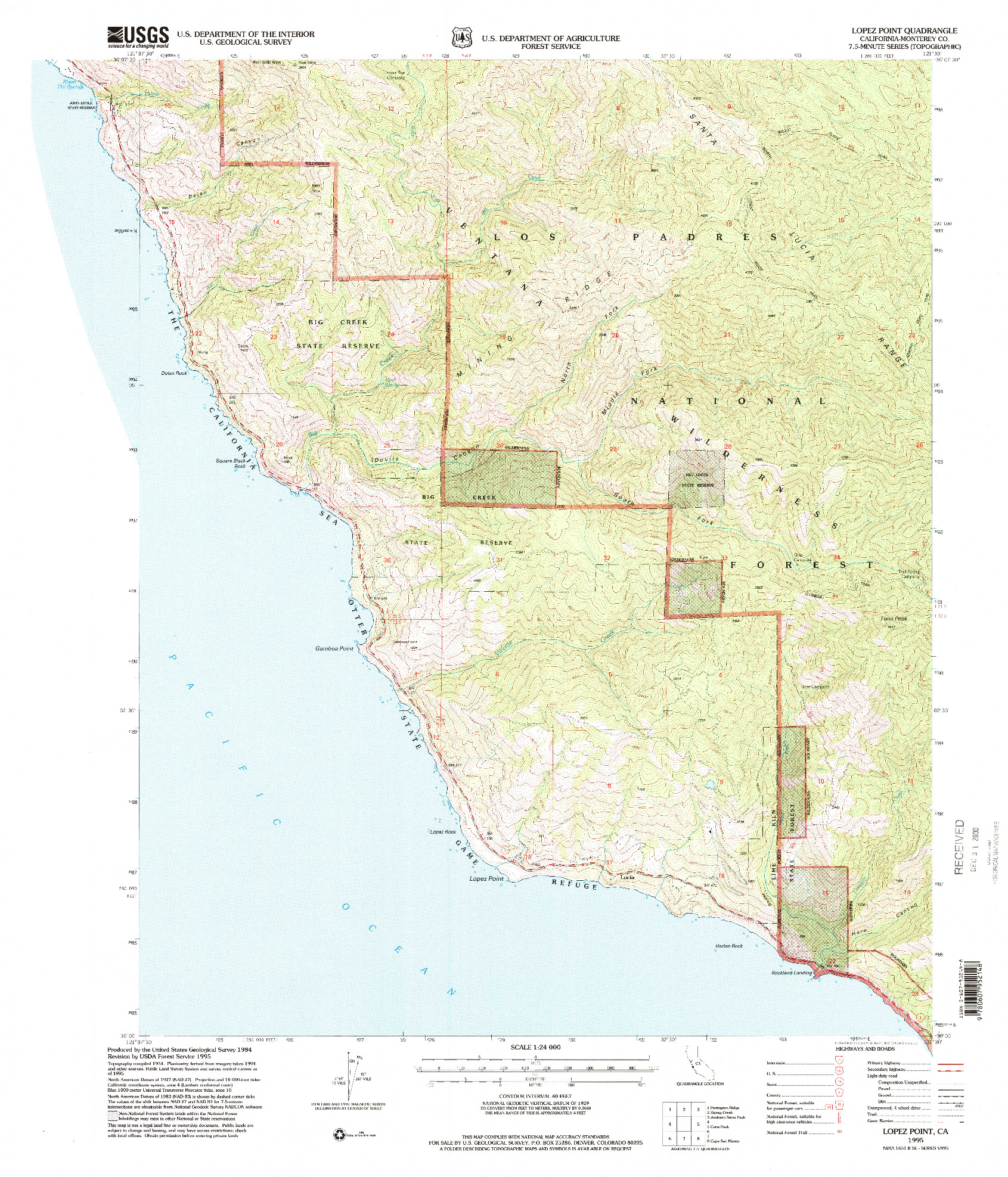 USGS 1:24000-SCALE QUADRANGLE FOR LOPEZ POINT, CA 1995